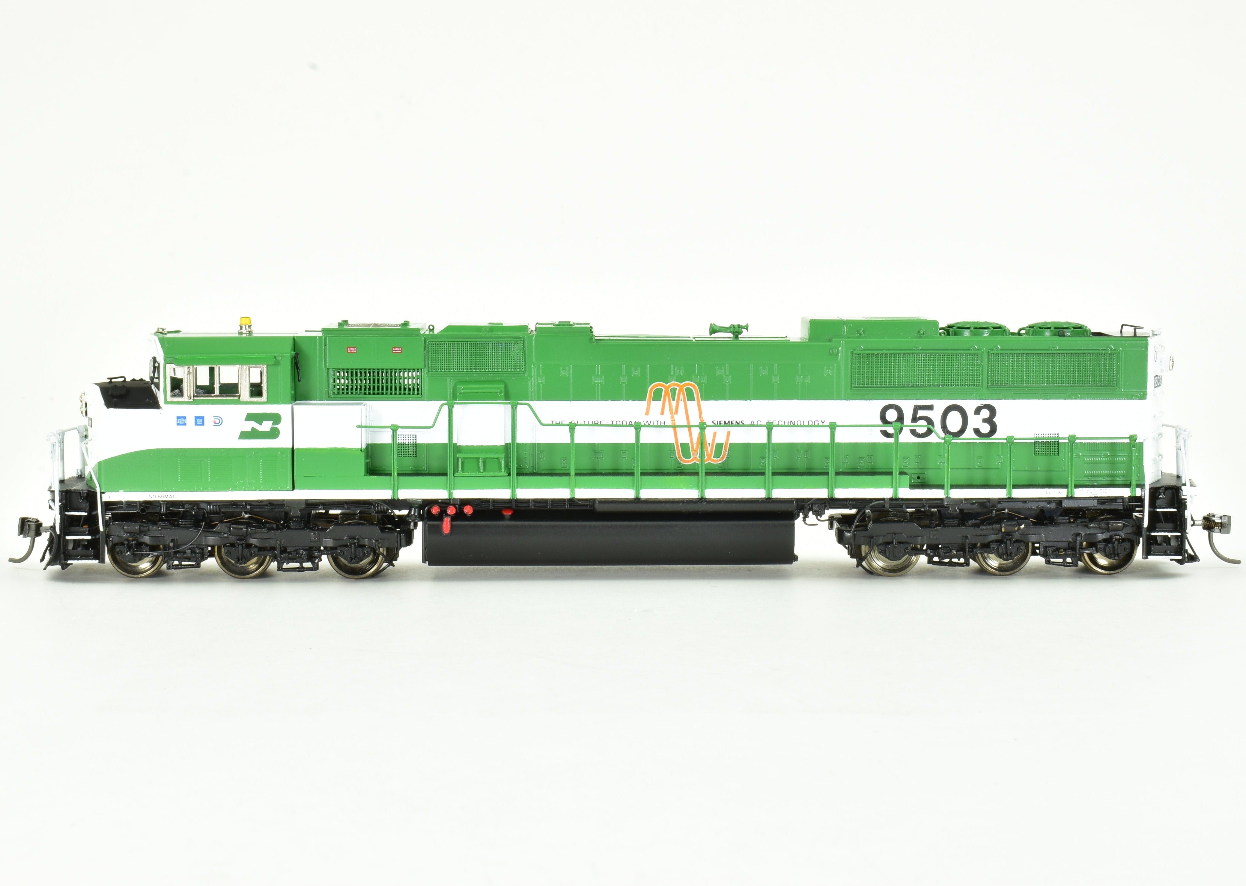 HO Scale Brass Locomotive Model - Overland Models, Inc. Burlington Northern SD60MAC FP No. 9503 with HTCR Trucks