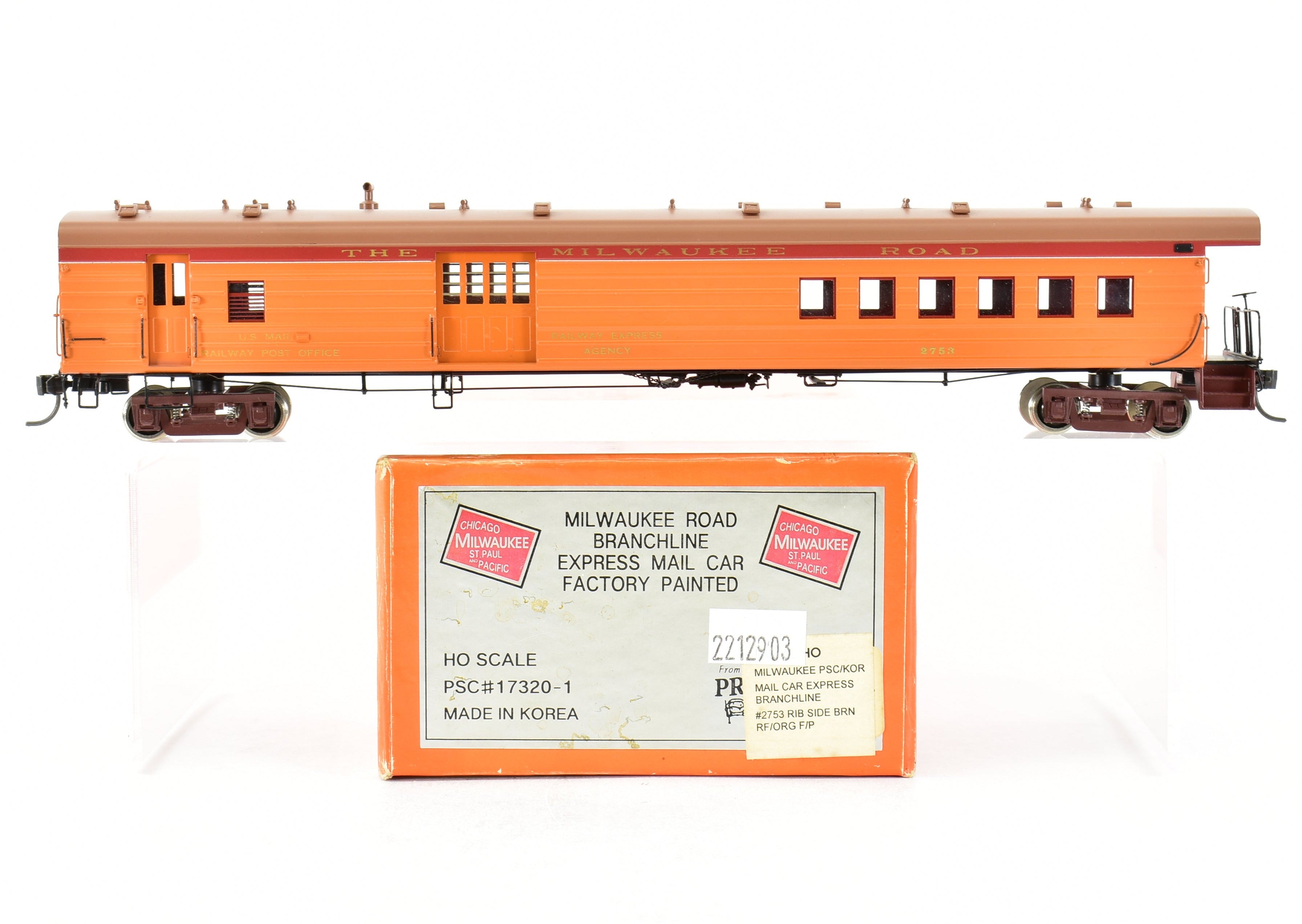 HO Scale Brass Milwaukee Road Branchline Express Mail Car by Precision Scale Co., Factory Painted