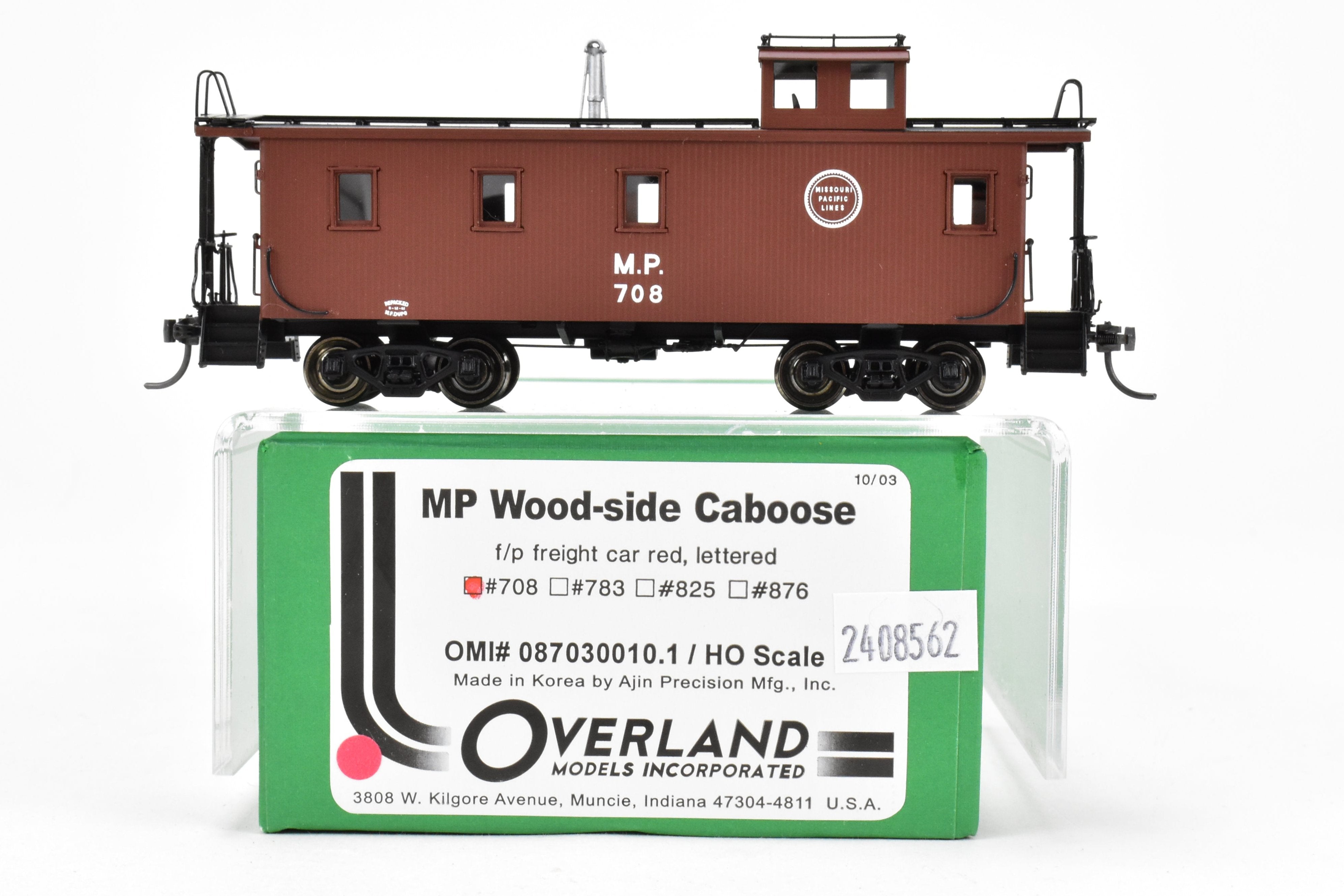 HO Scale Brass Missouri Pacific Wood - Side Caboose Model F/P #708 by Overland Models, Inc. (OMI)
