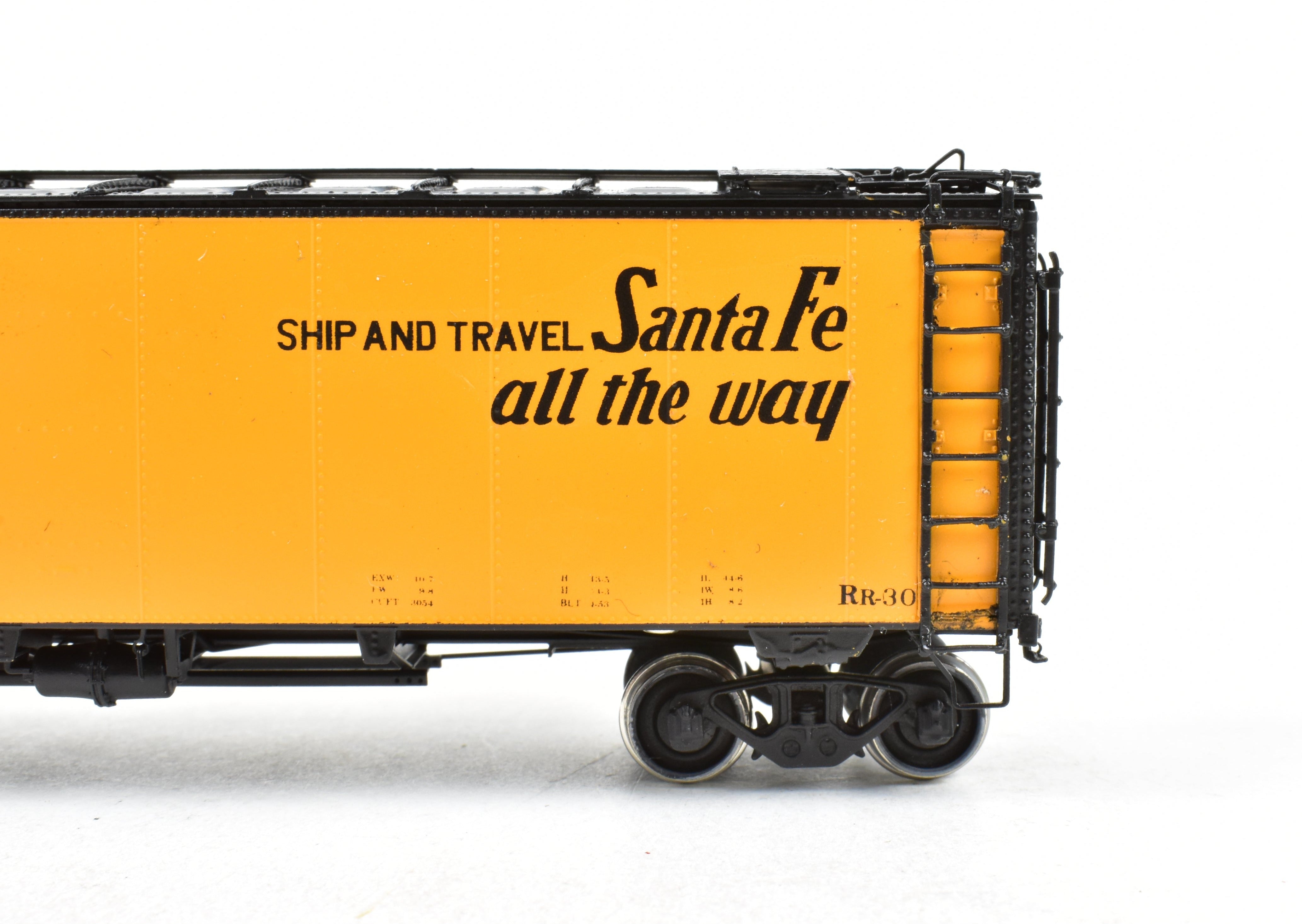 HO Scale Brass Model - Overland Models, Inc. ATSF - Santa Fe SFRD Rr - 30 Class 50 - Foot Ice Bunker Steel Refrigerator Car with Custom Painting by Turner Junction Models