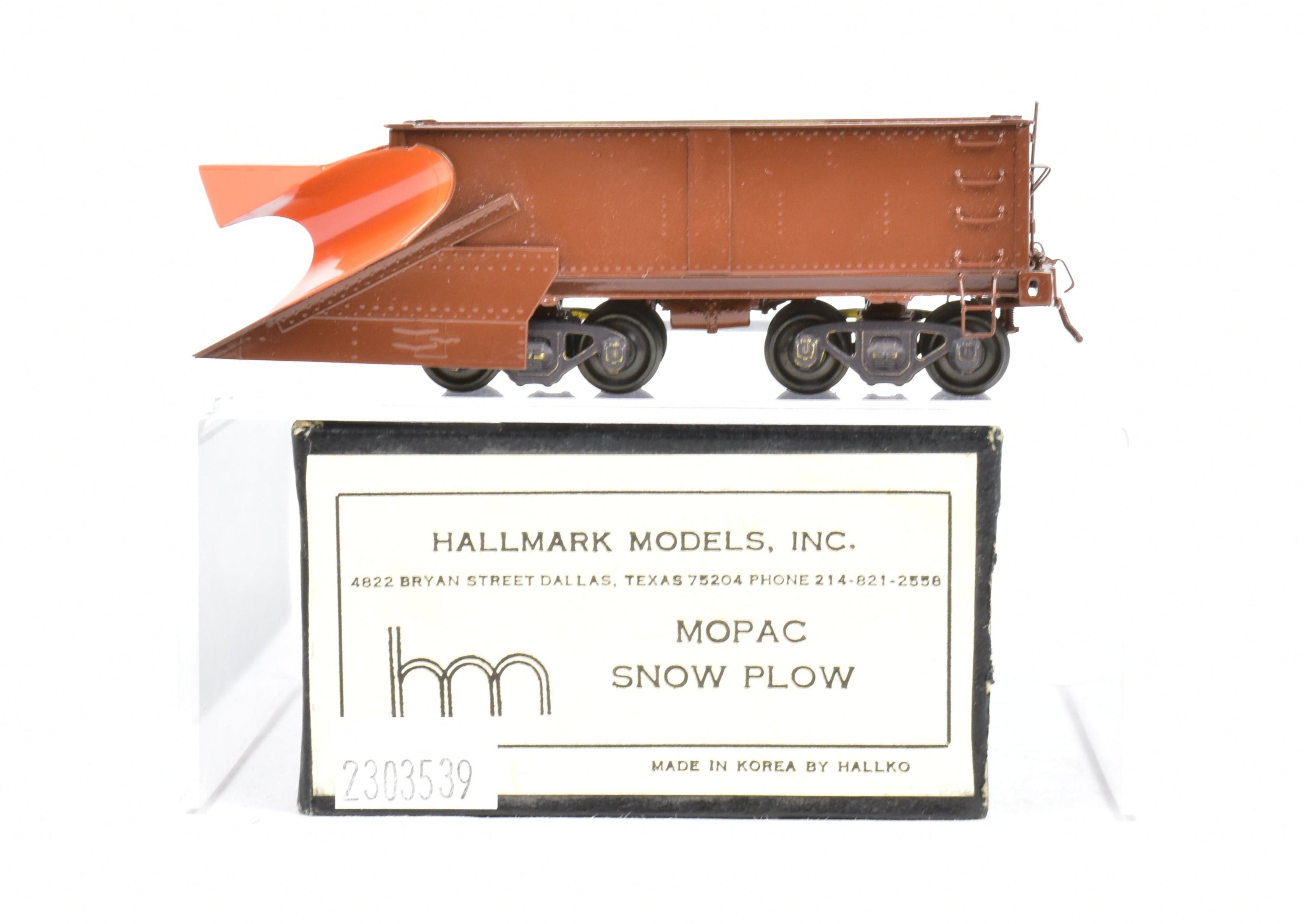 HO Scale Brass Hallmark Models Custom - Painted Missouri Pacific Snow Plow Model