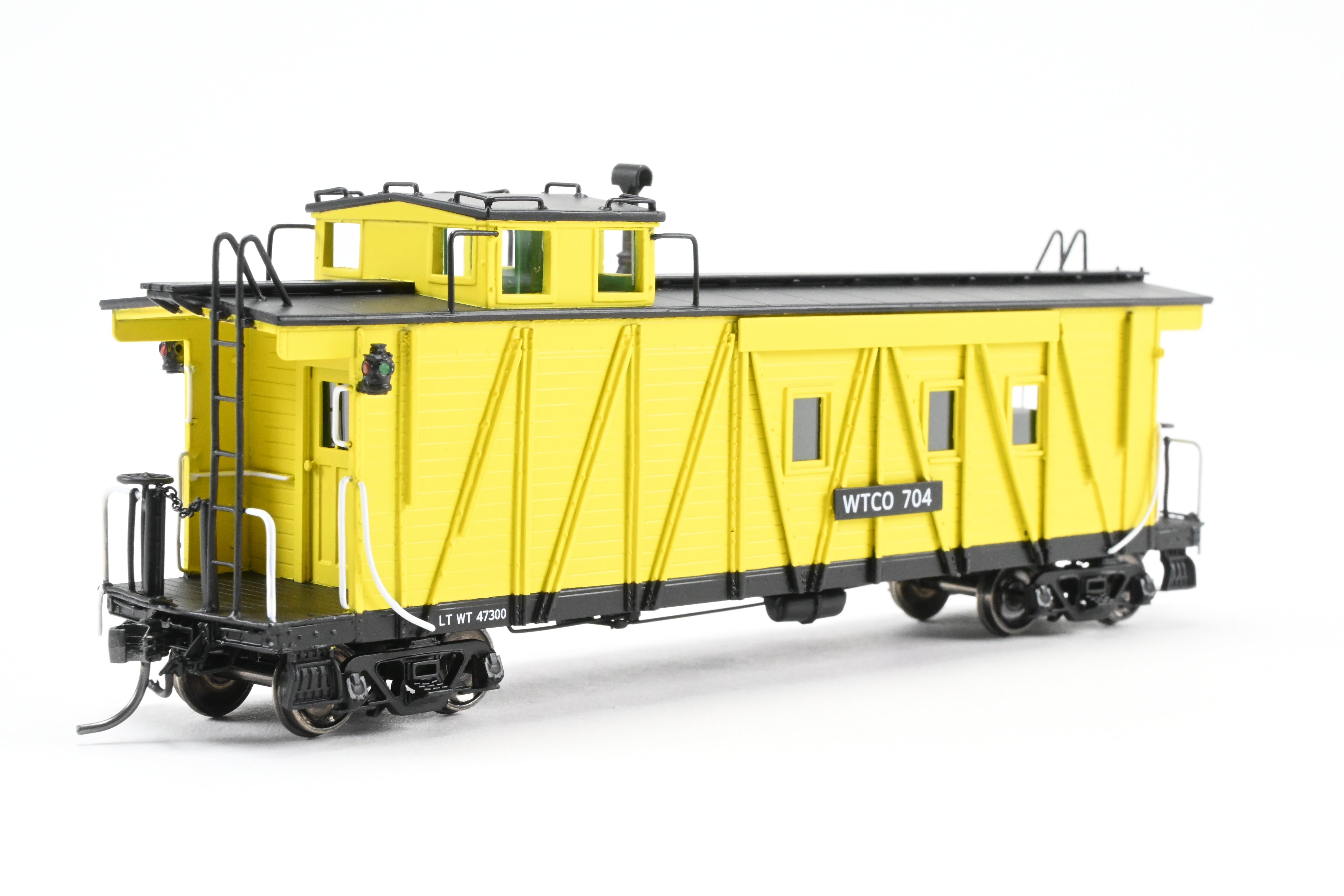 High - Quality HO Scale New Brass NBL - North Bank Line Weyerhaeuser Timber Caboose Model #704 FP in Bright Yellow