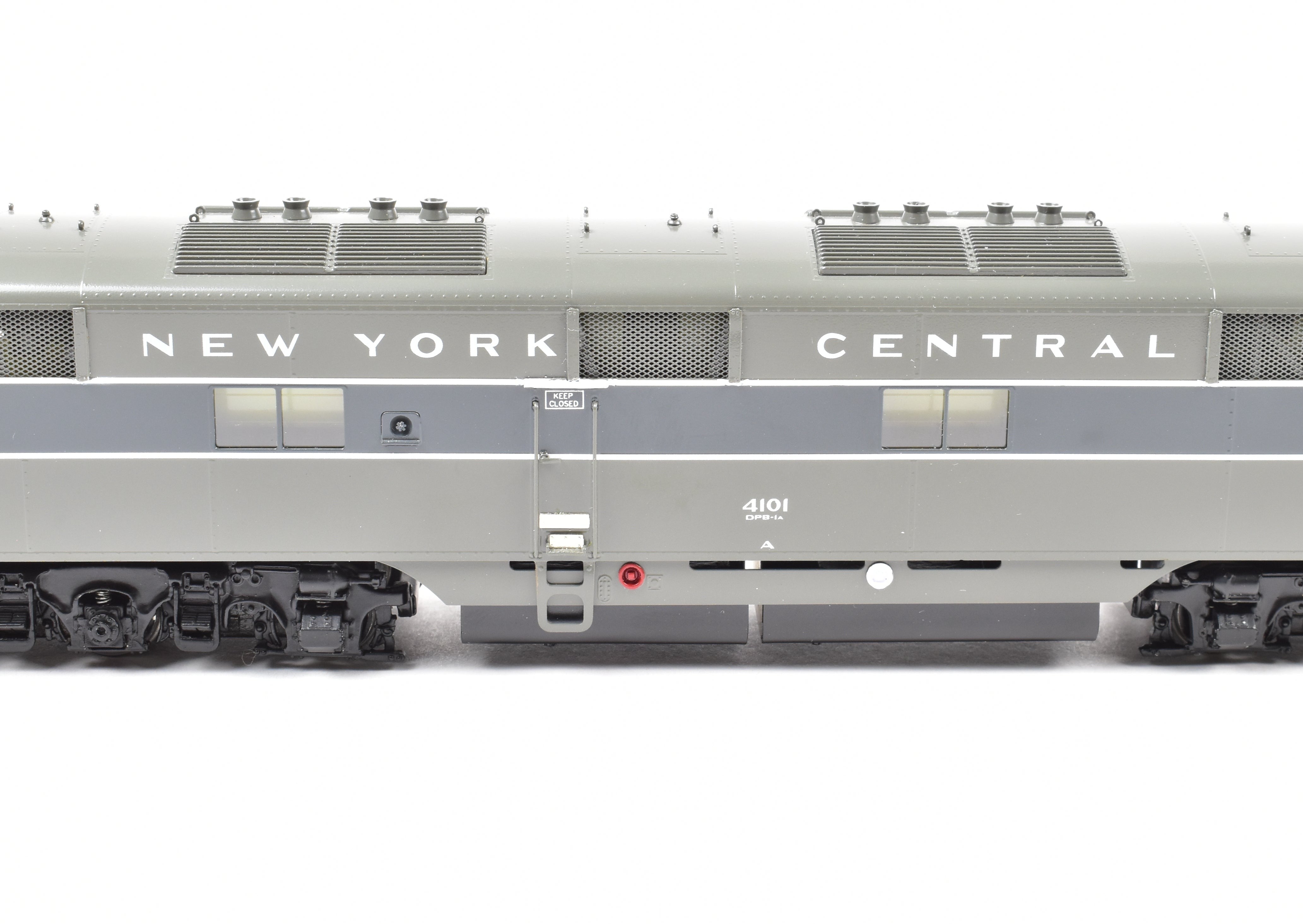 HO Scale Brass Model Train Set - New York Central EMD E7A/E7B Set FP Nos. 4005/4101 with Reverse Lightning Stripe by Challenger Imports NYC