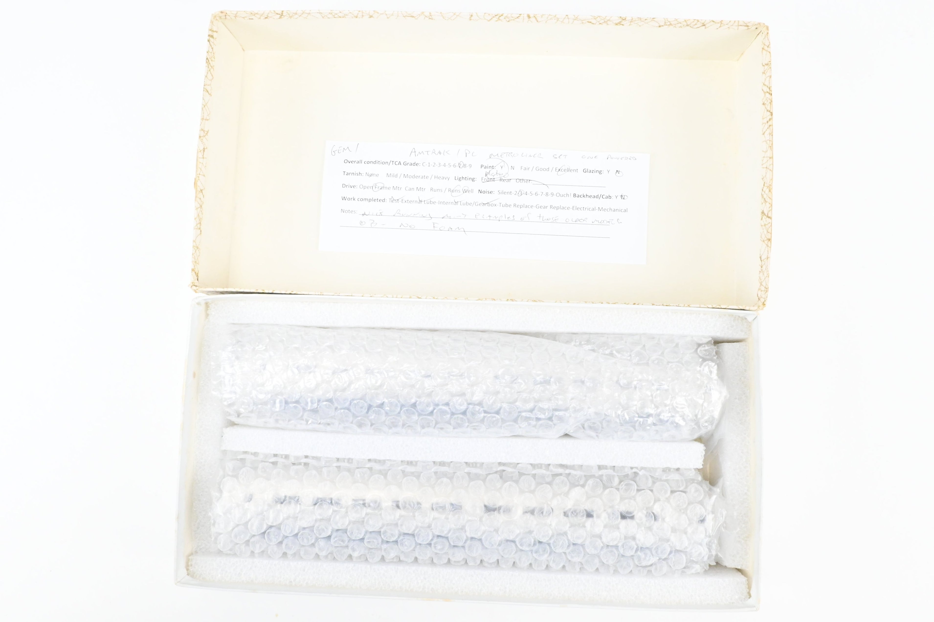 HO Scale Brass Gem Models Collectible PC - Penn Central/Amtrak Budd Metroliner 2-Car Set (1 Powered and 1 Non-Powered) with Factory Plated and Unlettered Finish