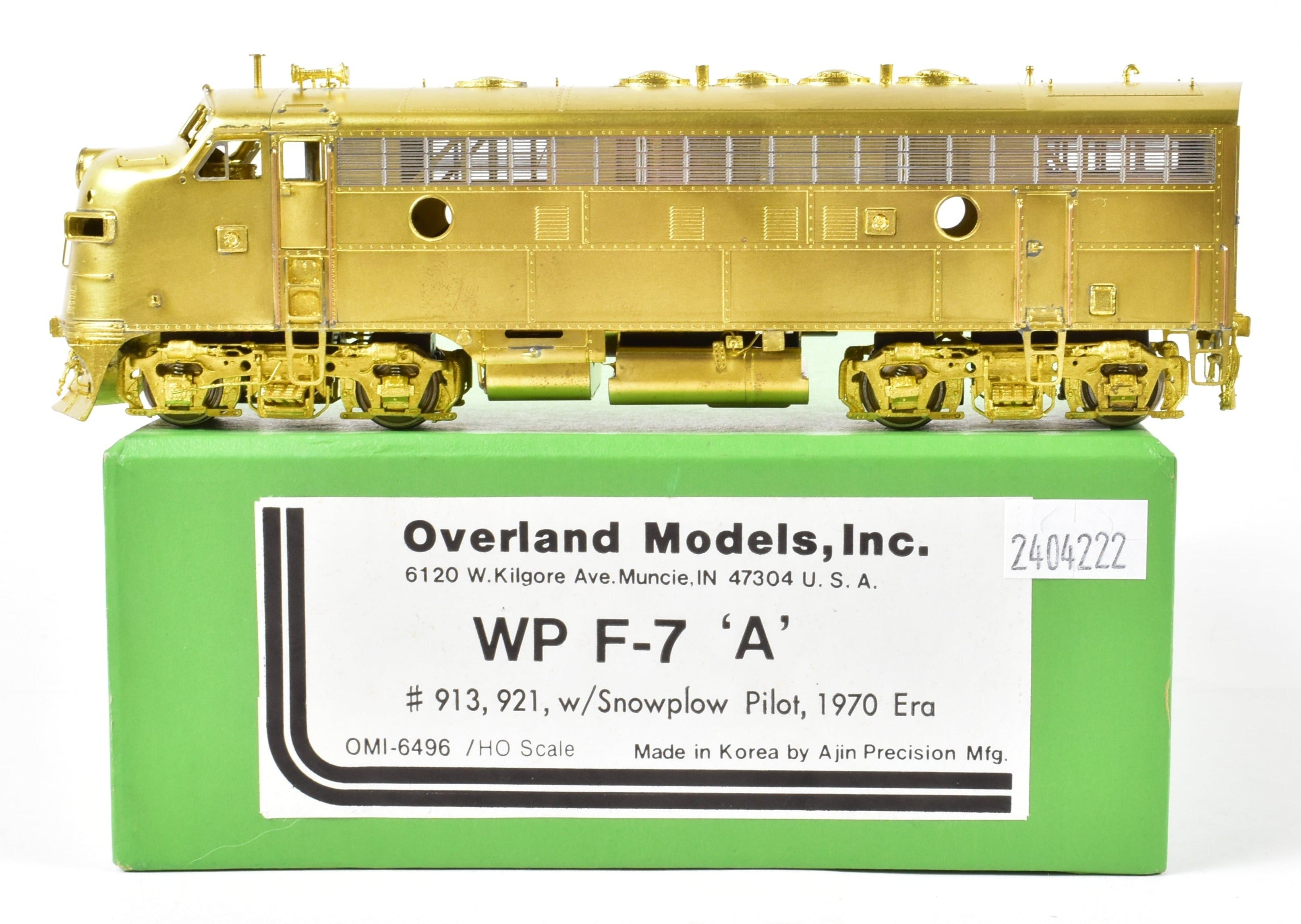 HO Scale Brass Western Pacific EMD F7A 913, 921 w/ Snowplow from Overland Models