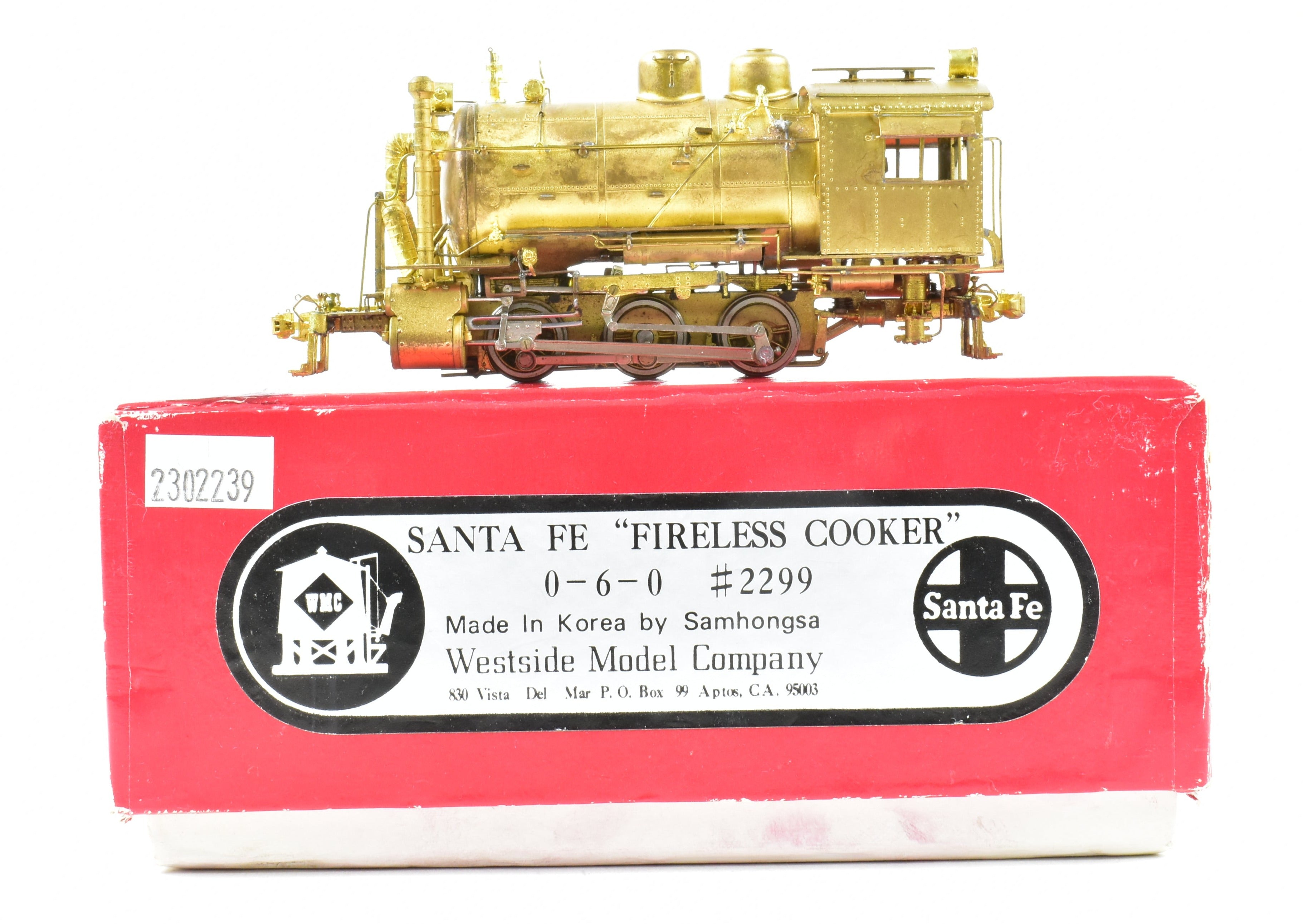 High - Quality HO Scale Brass Model of Westside Model Co.'s ATSF - Santa Fe 0 - 6 - 0T Fireless Cooker Locomotive, Numbered #2299