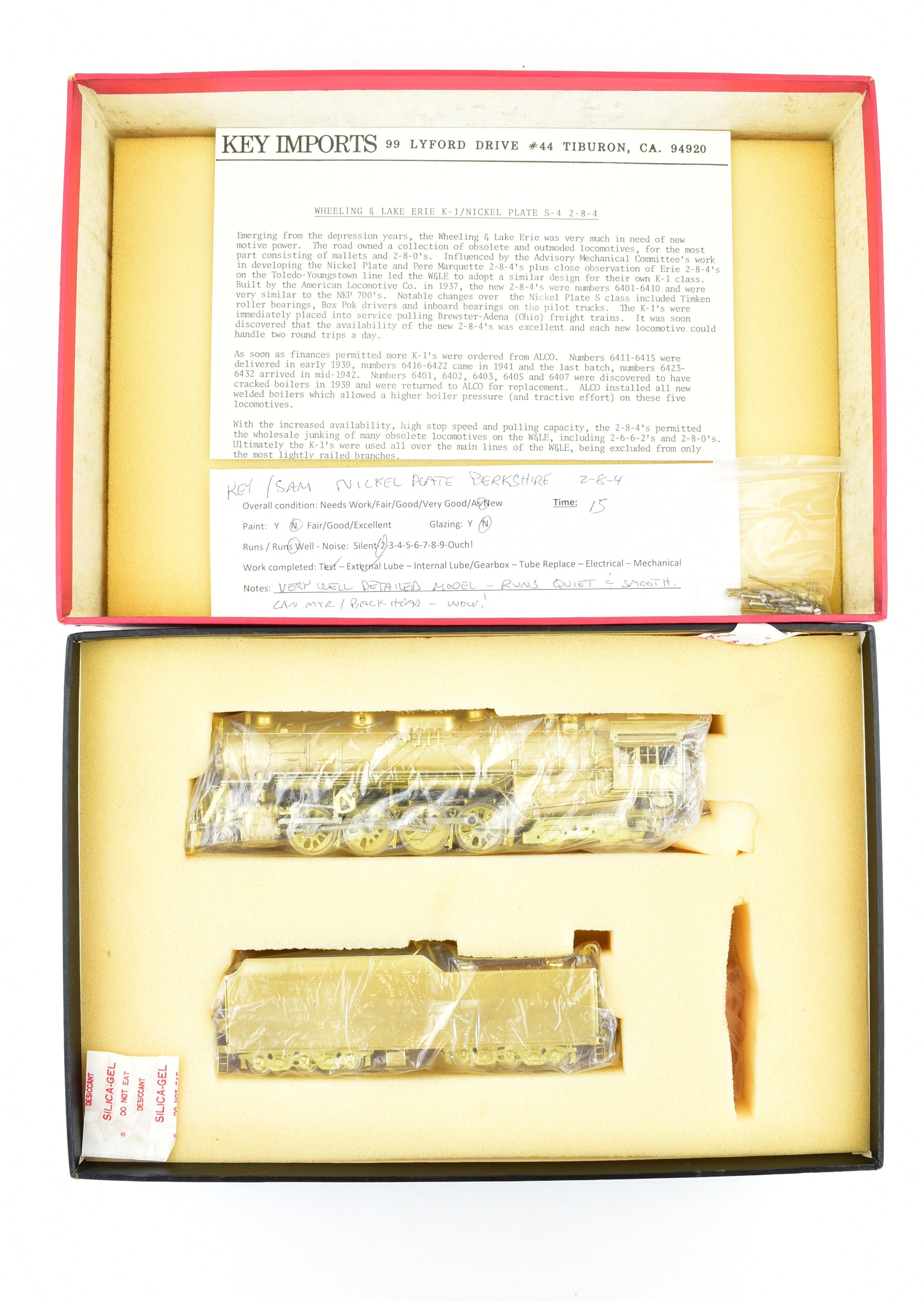 HO Brass Key Imports NKP Nickel Plate Road S - 4 2 - 8 - 4 Berkshire with Sound Feature