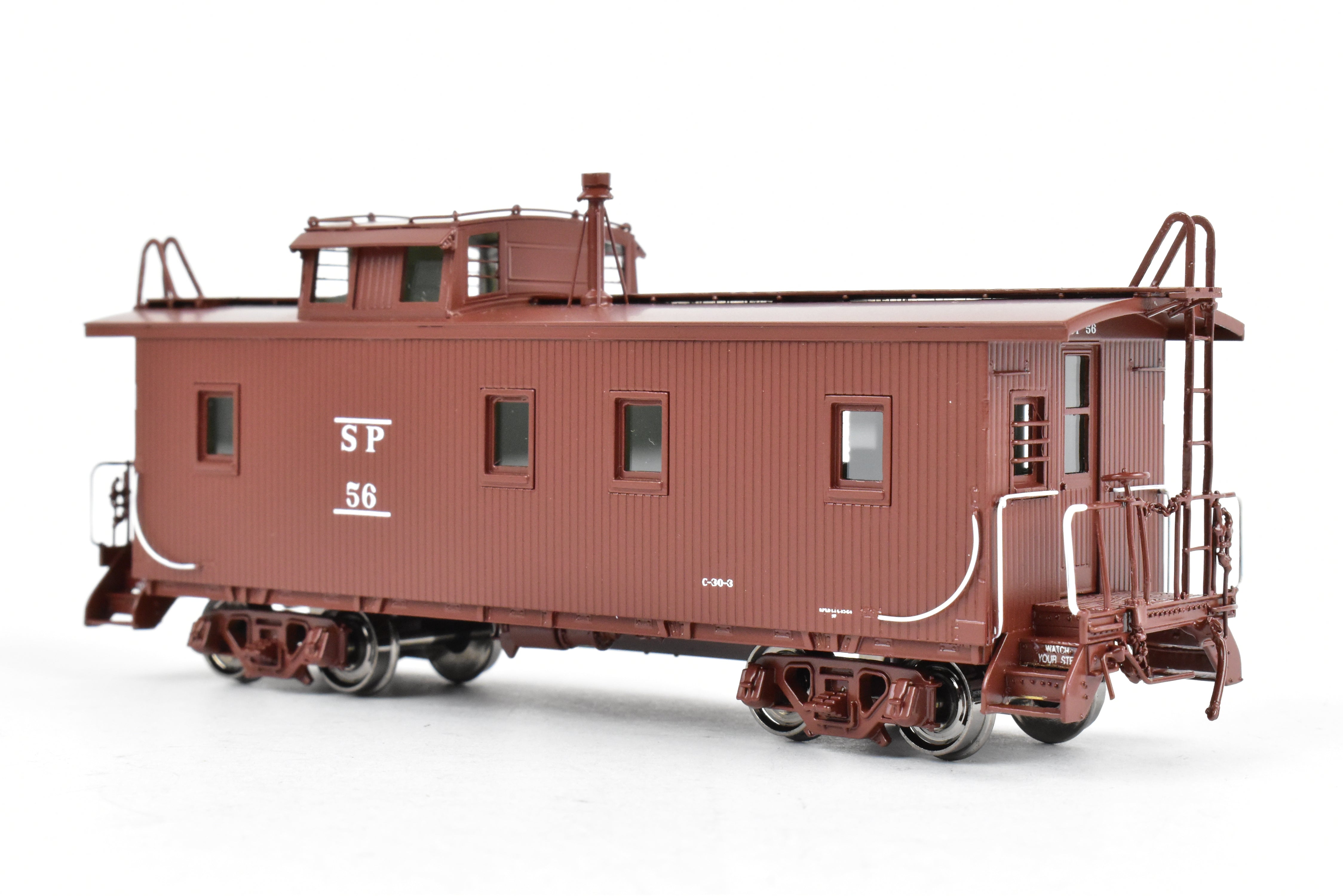 HO Scale Brass CIL - Challenger Imports Southern Pacific Wood Side Caboose Model with Slant Side Cupola, Class C - 30 - 3, Freight Car No. 56