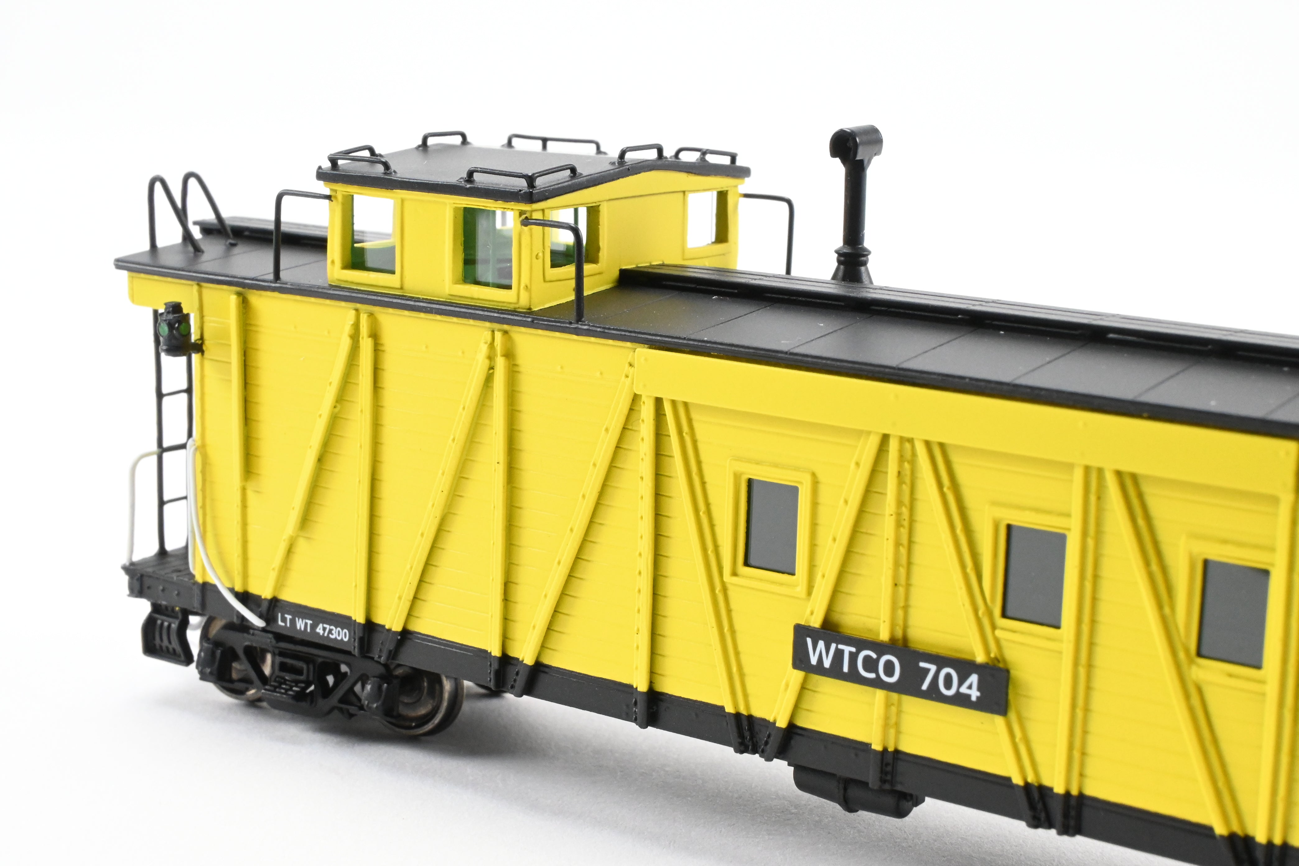 High - Quality HO Scale New Brass NBL - North Bank Line Weyerhaeuser Timber Caboose Model #704 FP in Bright Yellow