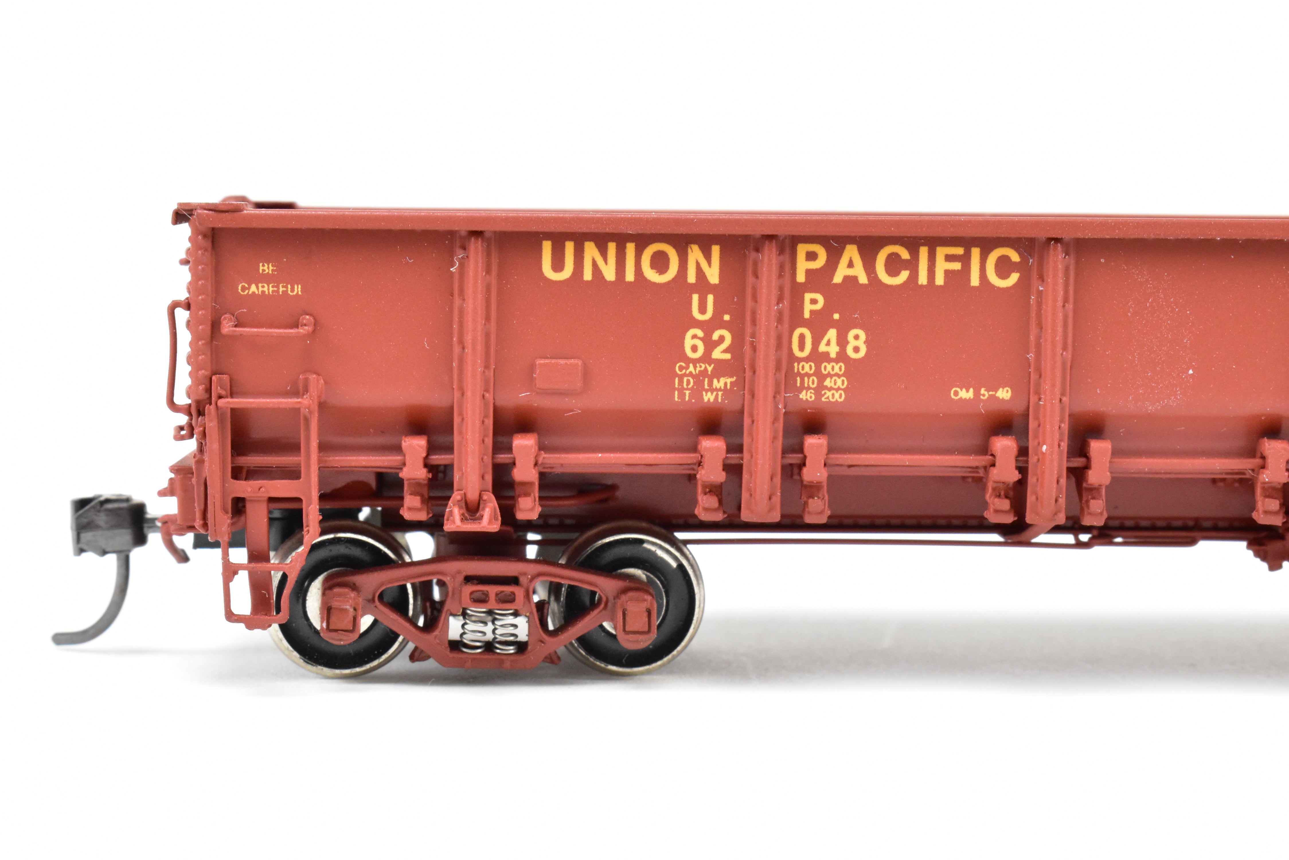 HO Scale Brass Gondola Model - Challenger Imports Union Pacific Class G50 - 7 Drop Bottom Gondola Version 1 with Single Side Sheets, Factory - Painted and Numbered FP #62048