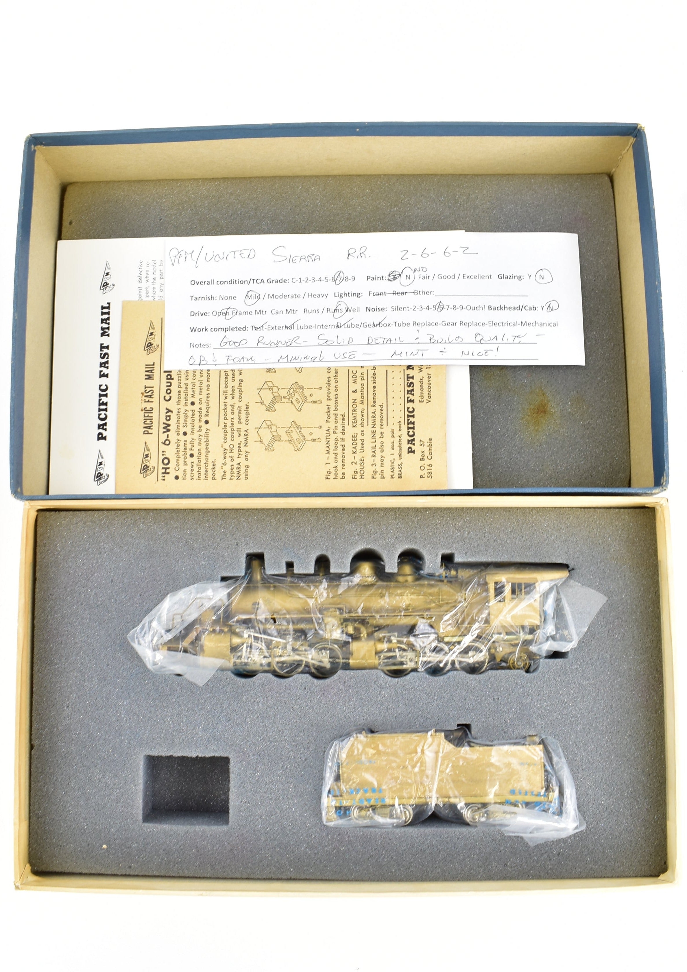 HO Scale Brass PFM United Sierra Railroad 2-6-6-2 Articulated from Weyerhauser Timber