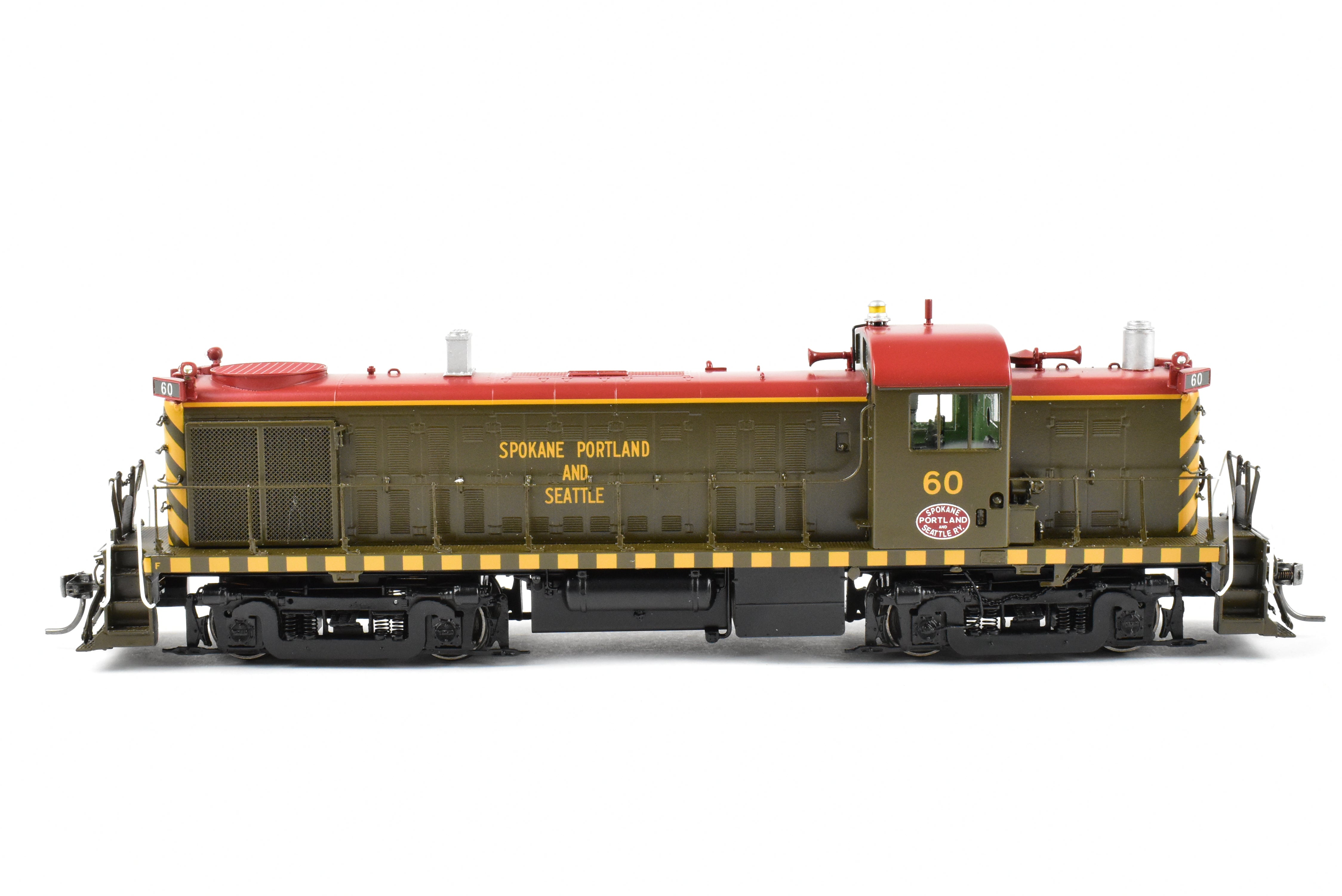 HO Scale Brass Model Train Engine - Division Point (DVP) SP&S (Spokane Portland & Seattle) Alco RS - 2 Factory Painted Tiger - Stripe Engine #60