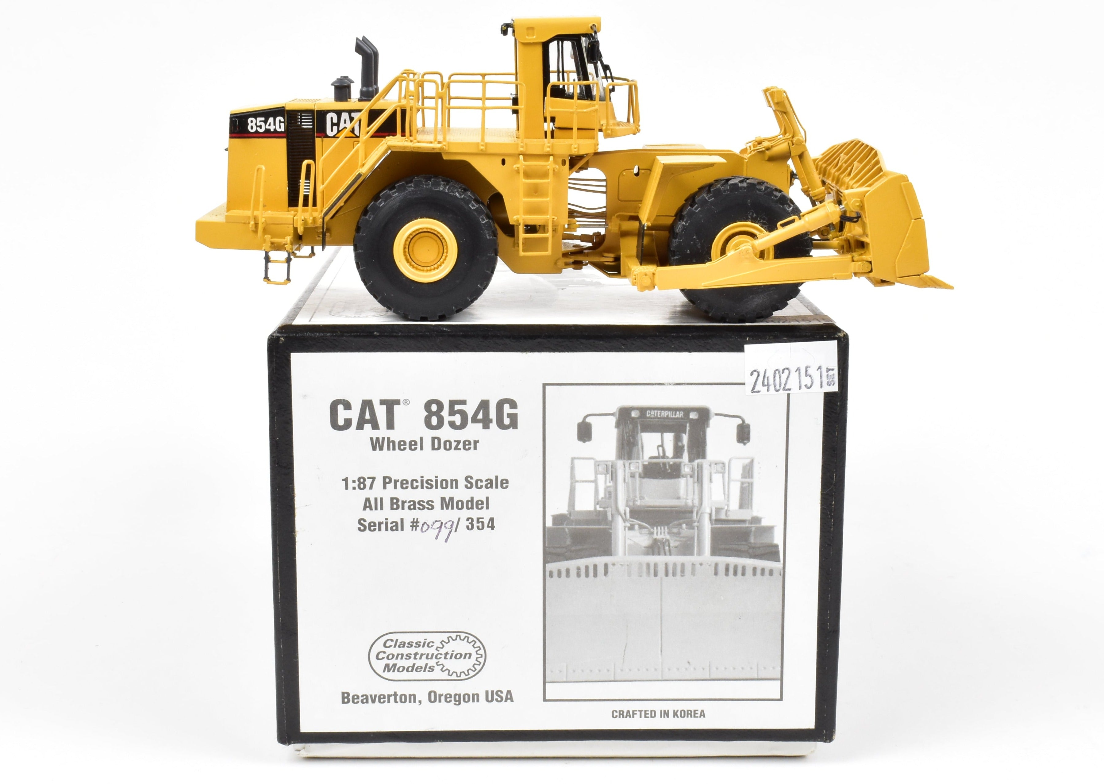 High - Quality HO Scale Brass Construction Model - Caterpillar 854G Wheel Dozer with Factory - Painted Finish, Imported from Korea
