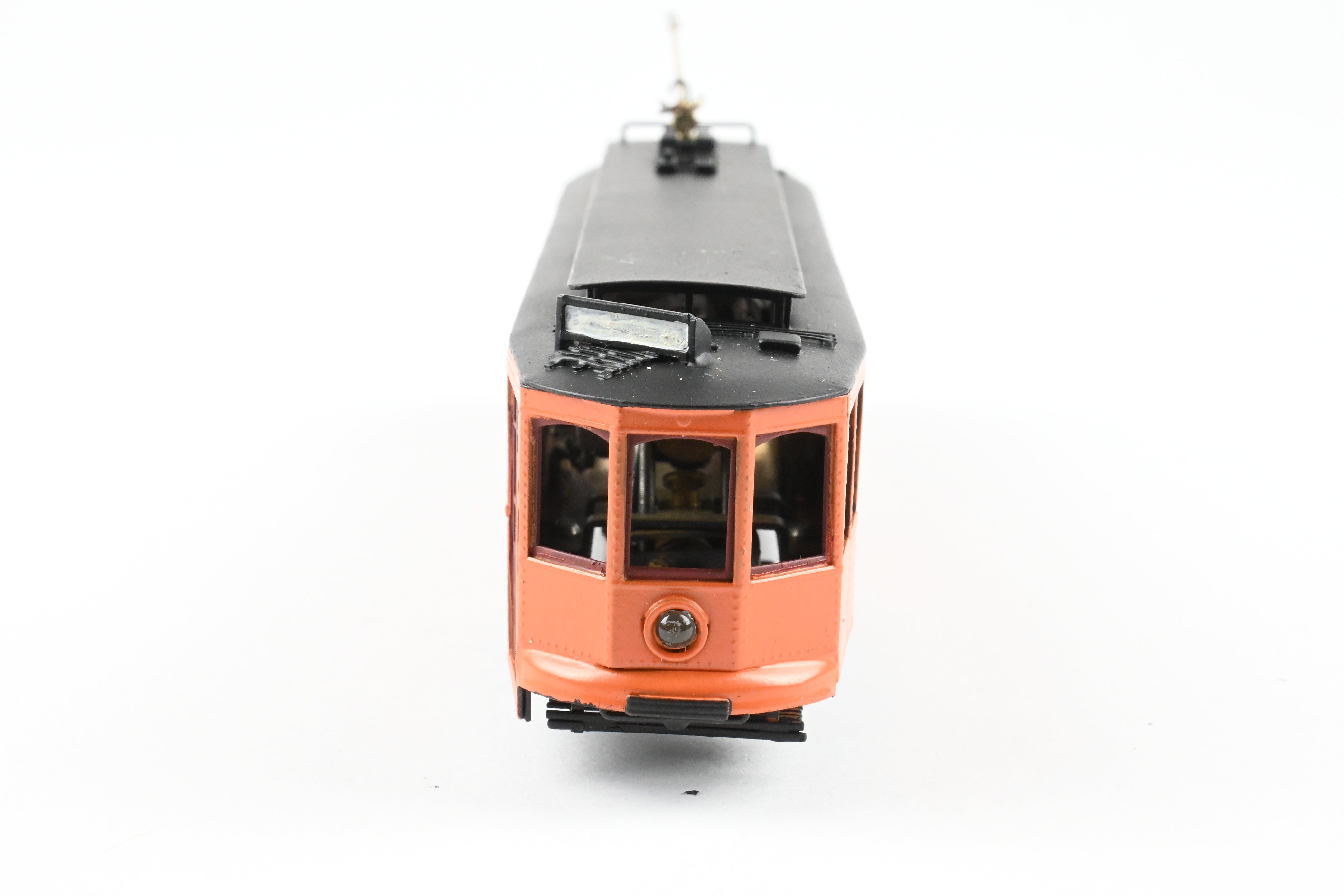 HO Scale Brass Single Ended Trolley Car Model of Pittsburgh Railway Co. by Fairfield Models, Custom Painted in Orange and Black without Lettering