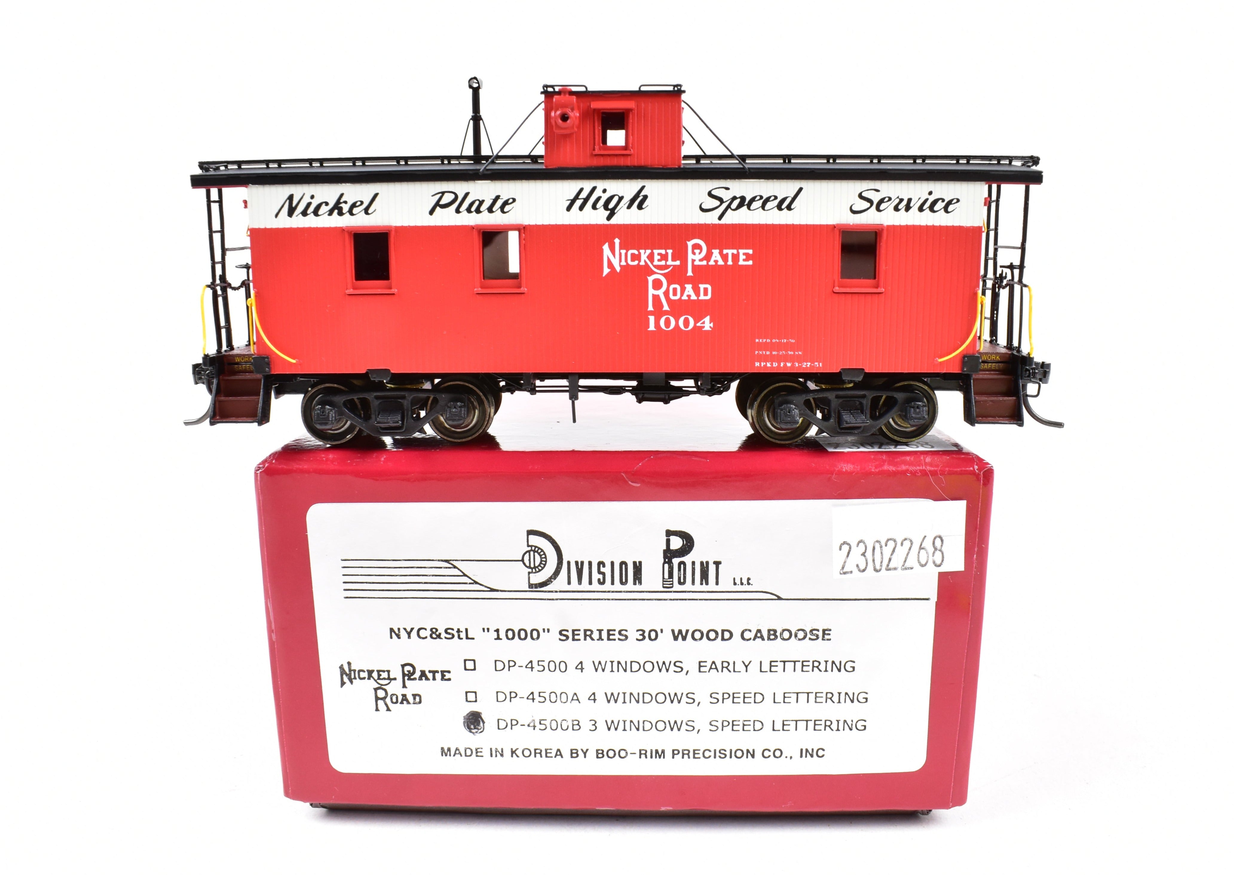 HO Scale Brass Division Point Nickel Plate Road 1000 Series 30-Foot Wood Caboose Model FP No. 1004 from New York City and St. Louis