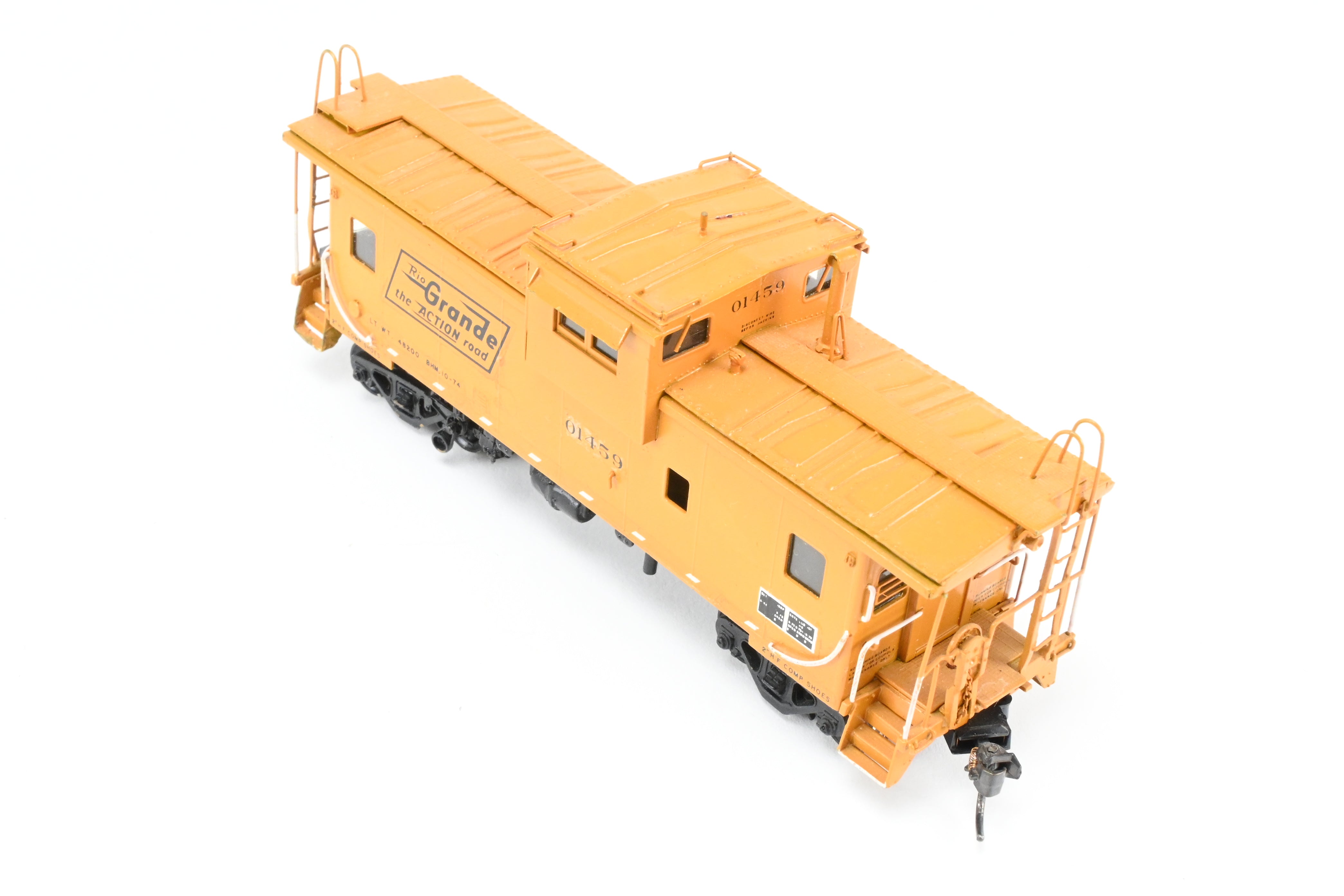 HO Scale Brass Model - Overland Models, Inc. D&RGW - Denver & Rio Grande Western Wide Vision Caboose 1500 Class CP in Vibrant Orange, Numbered 01459 for Model Train Enthusiasts