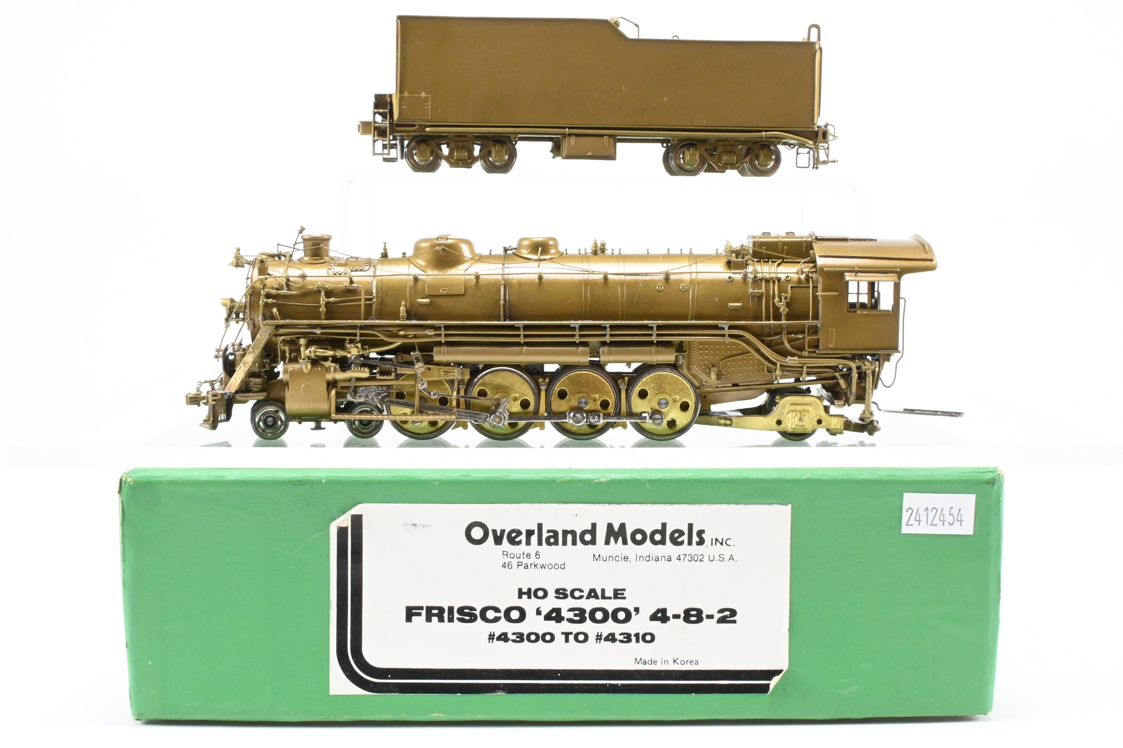 HO Scale Brass Model Train - Overland Models SLSF - Frisco 4300 4-8-2 Mountain Locomotive with Sagami Replacement Can Motor