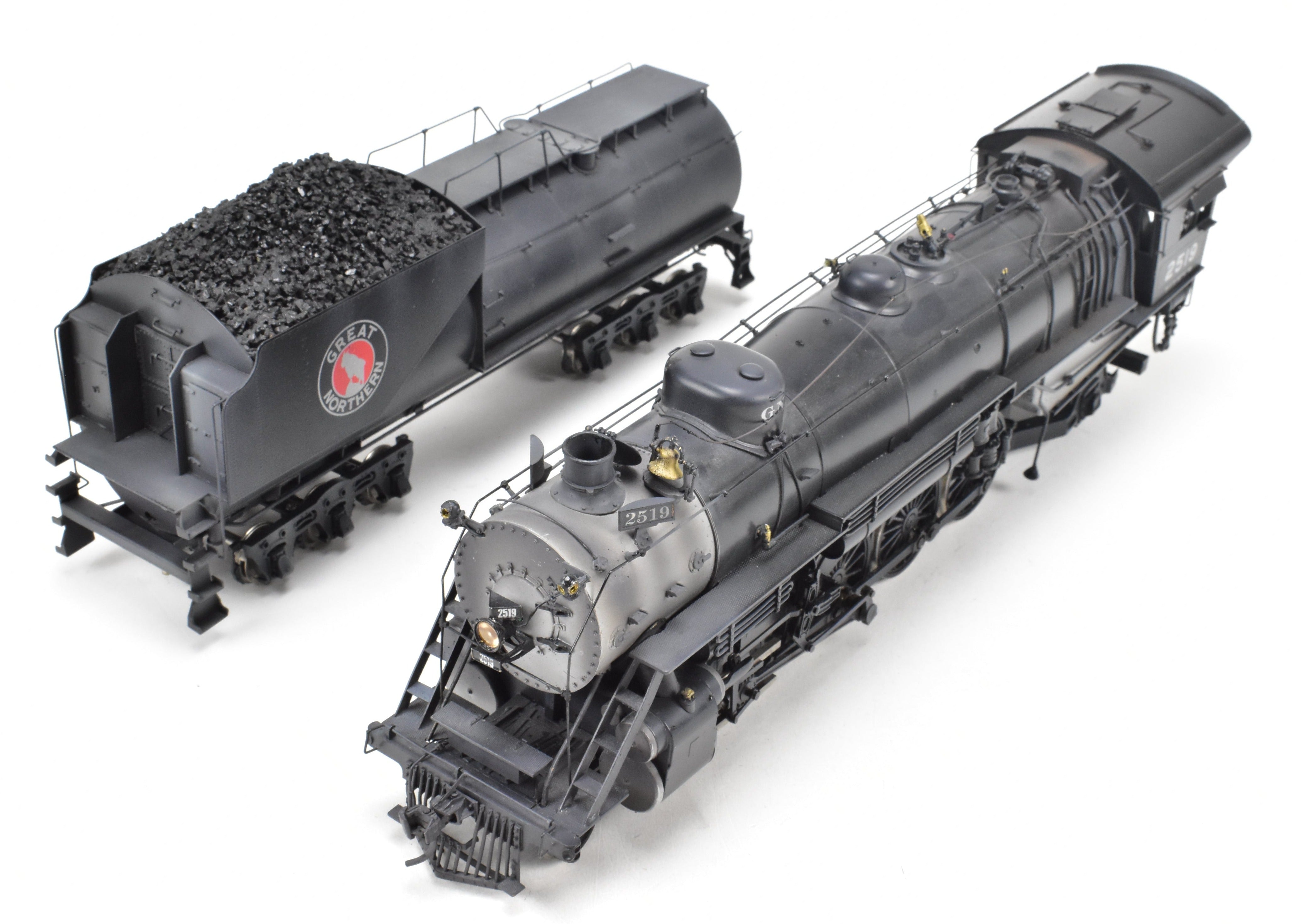 O Scale Brass Model Train - Pecos River Brass Great Northern Class P - 2 4 - 8 - 2 Mountain Steam Locomotive, Black, No. 2519