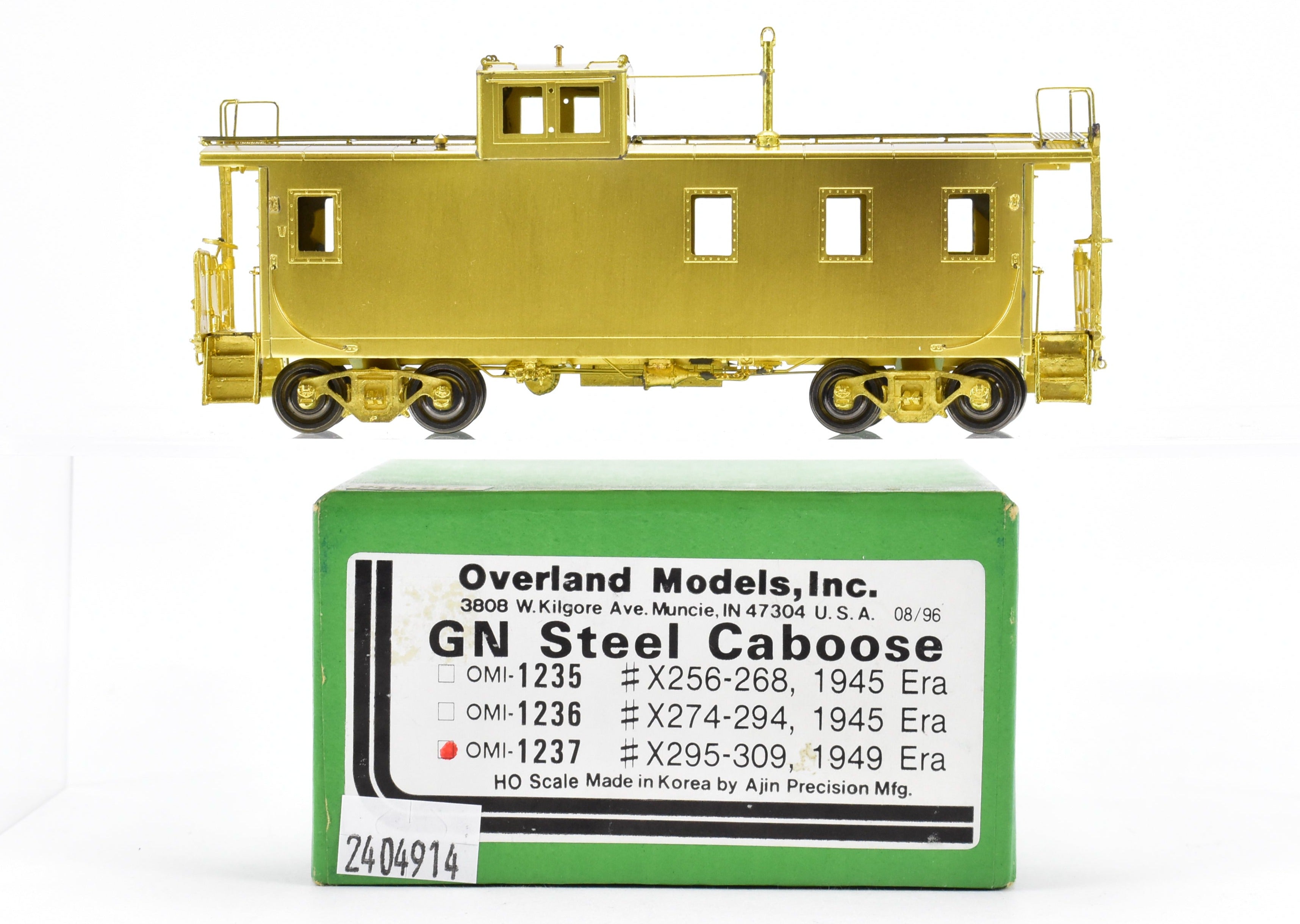 HO Scale Brass Model Railroad Caboose - OMI (Overland Models, Inc.) Great Northern Steel Caboose from 1949 Era, Nos. X295 - 309