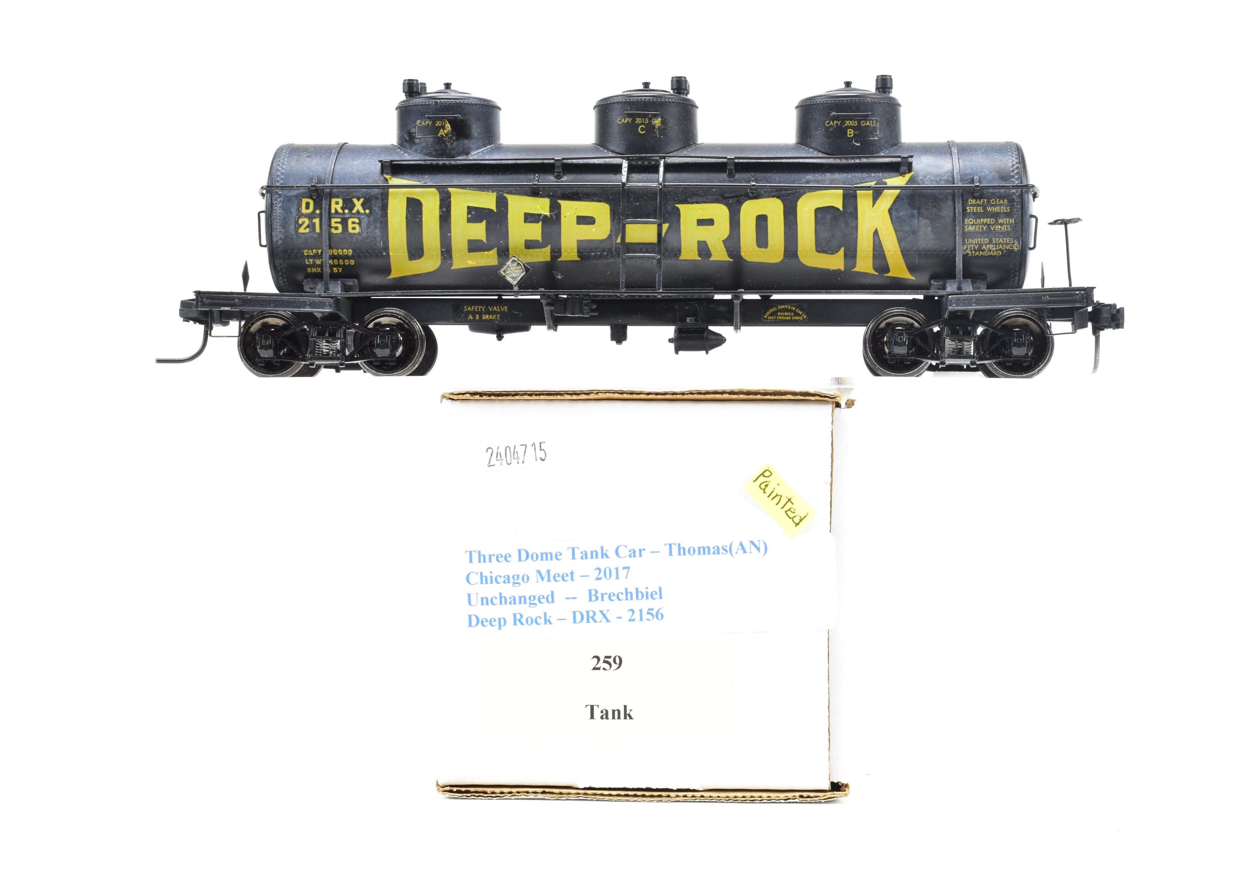 O Scale Brass Deep Rock 3 - Dome Tank Car with Kadee Couplers, No Original Box