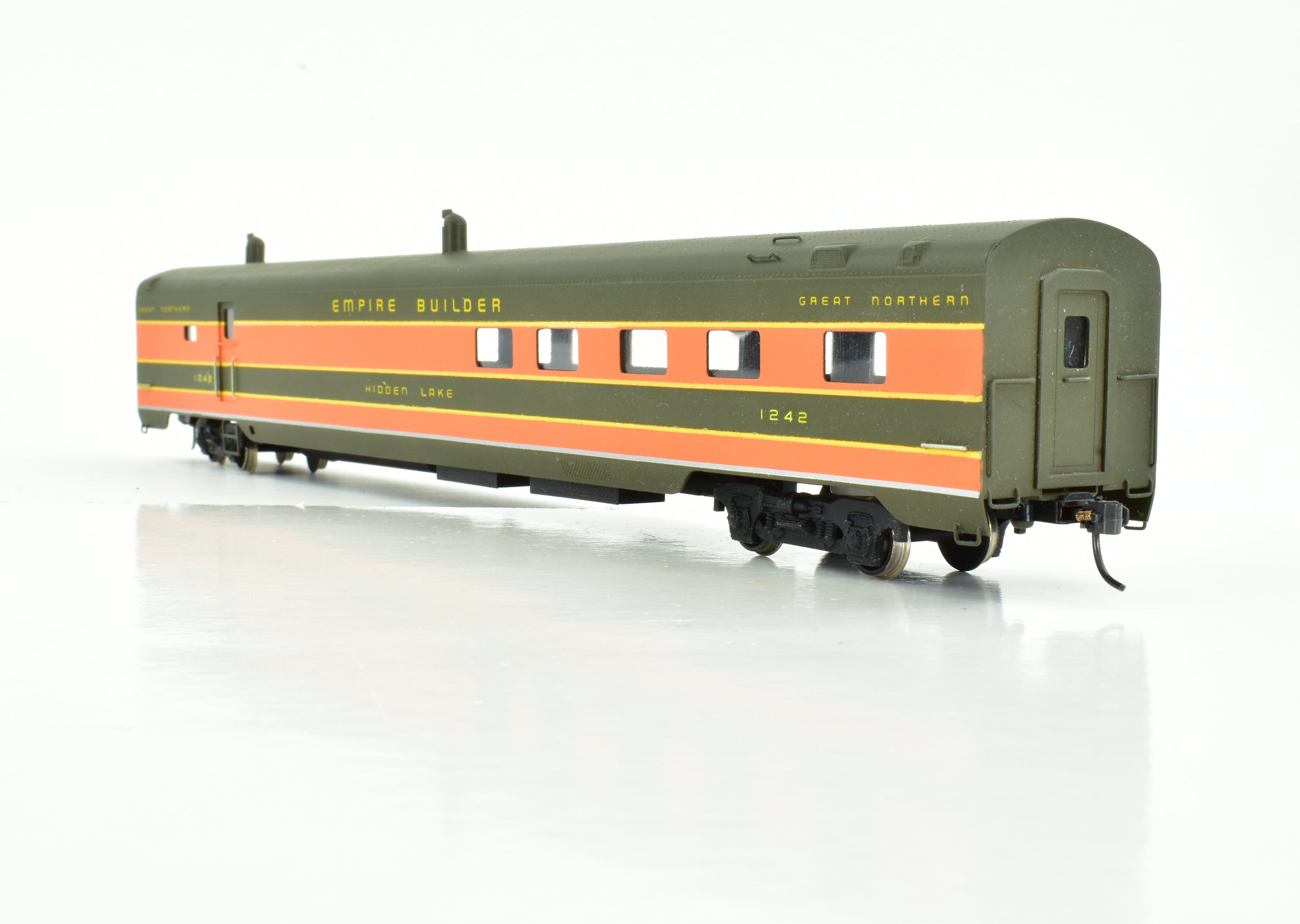 HO Scale Custom Painted Brass Ranch Car Model by S. Soho & Co., Great Northern #1240, Empire Builder No. 1242 'Hidden Lake'