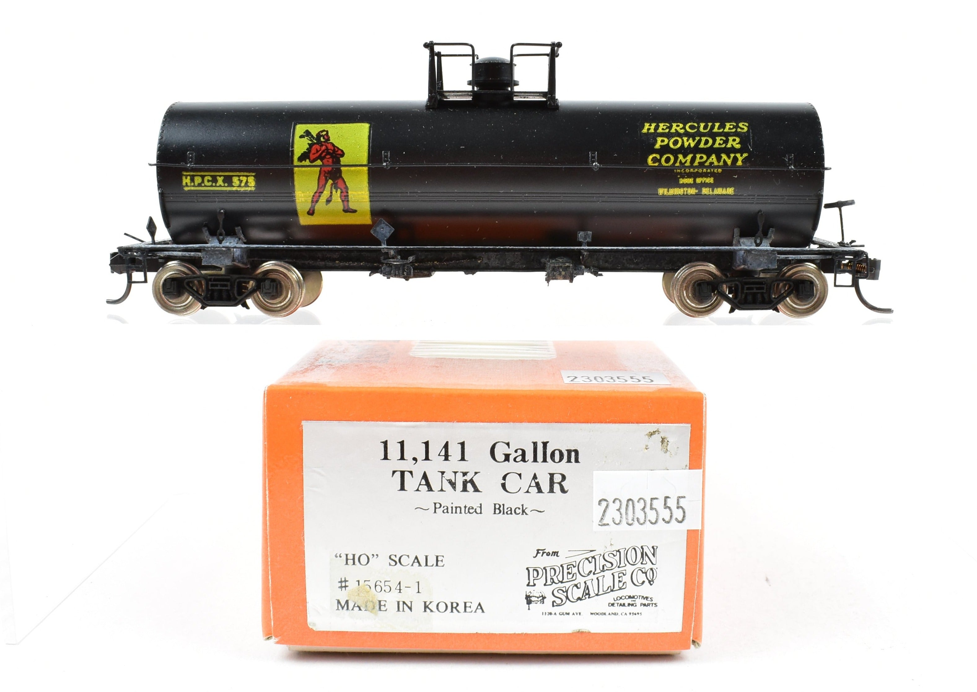 High - Quality HO Scale Brass Precision Scale Co. 11,141 Gallon Tank Car Model for Hercules Powder Company