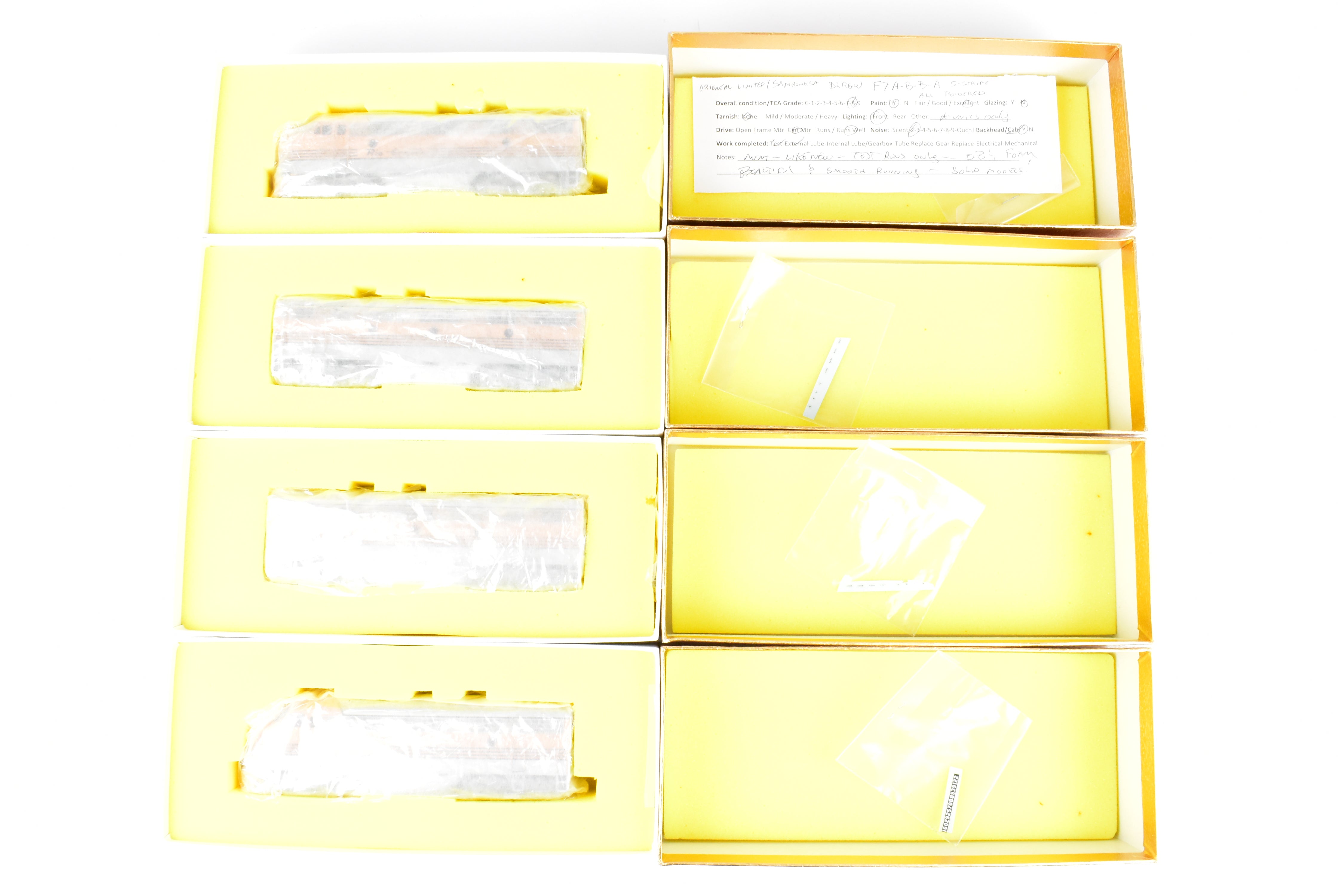 HO Brass Oriental Limited D&RGW EMD F7 A/B/B/A Set, 1500 HP, 5-Stripe Paint