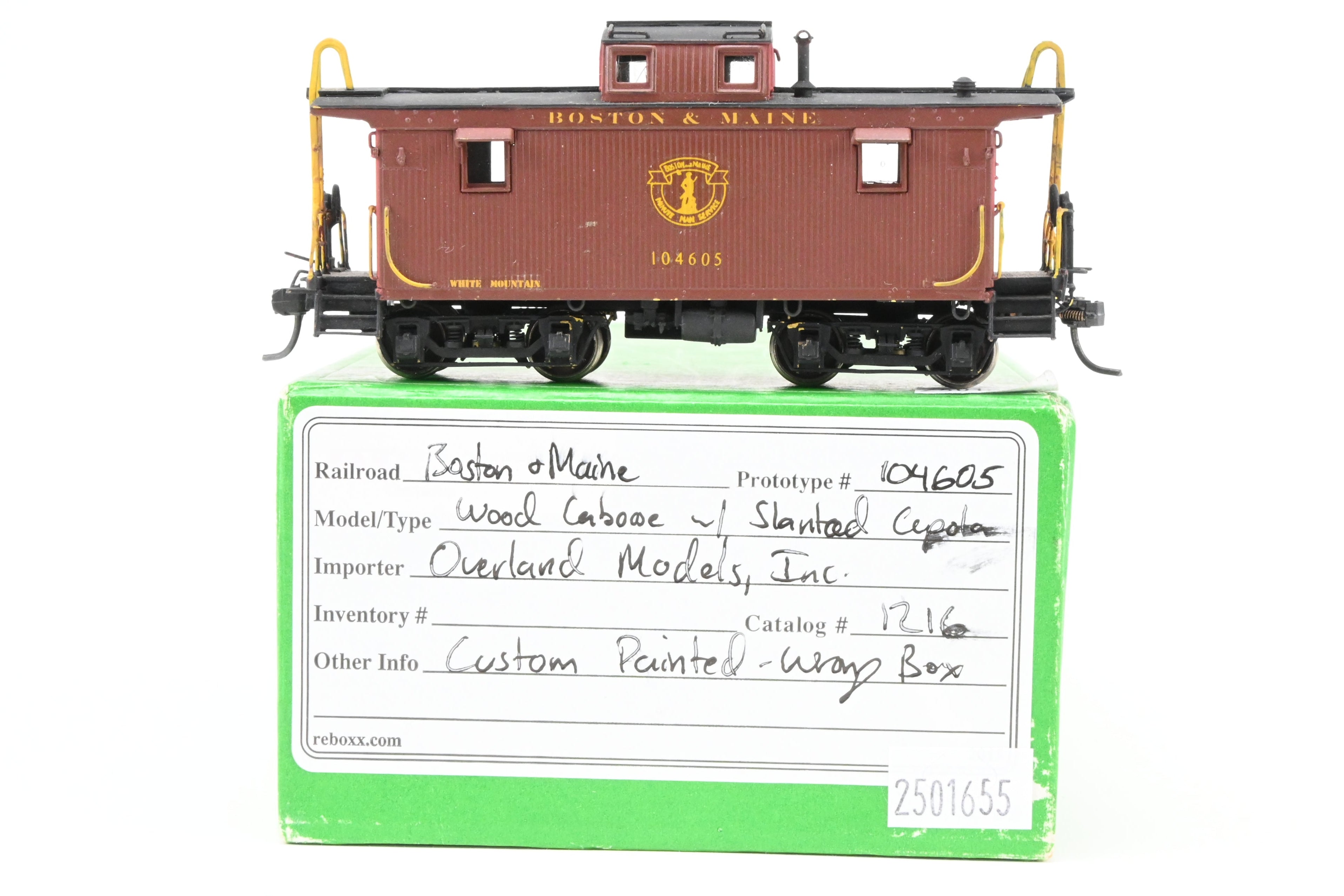OMI Overland Models HO Brass B&M Wood Caboose w/ Slanted Cupola Custom Painted