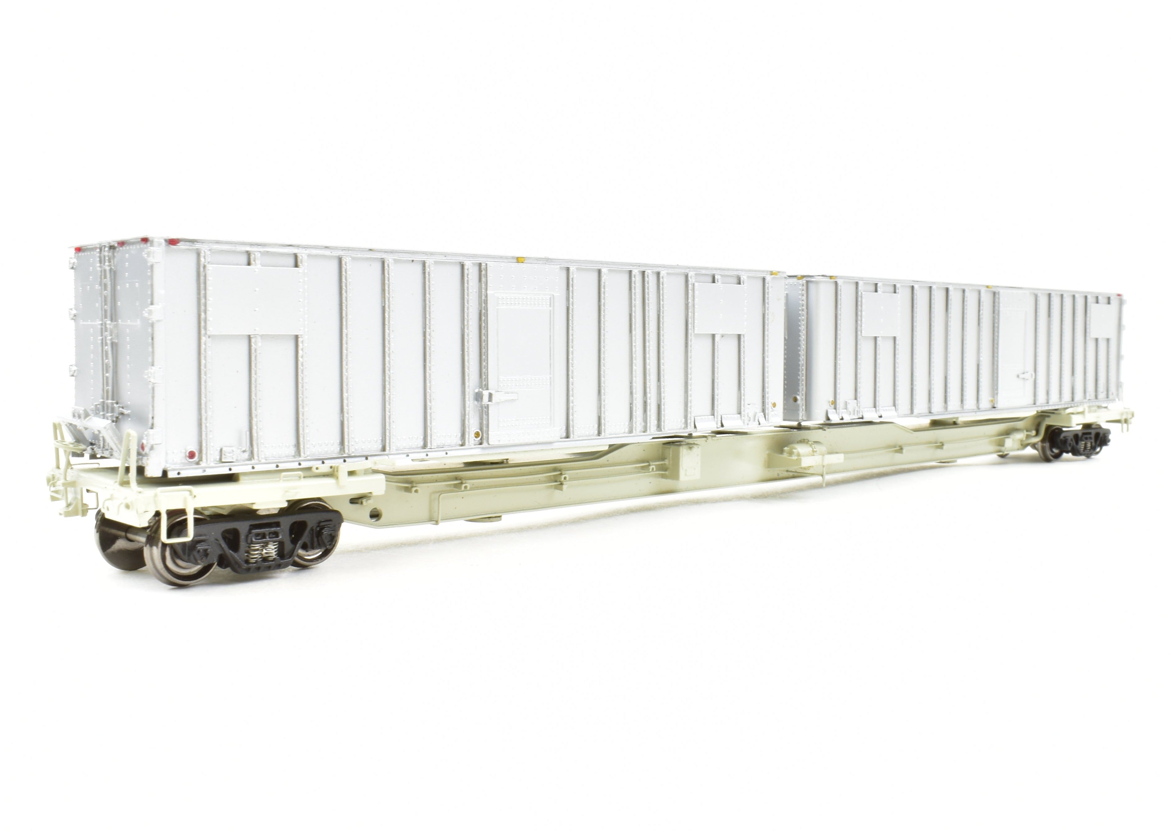 HO Scale Brass NYC - New York Central Flexi - Van Mk II 80' Flat Car with Trailers from Overland Models, Inc. (FP)