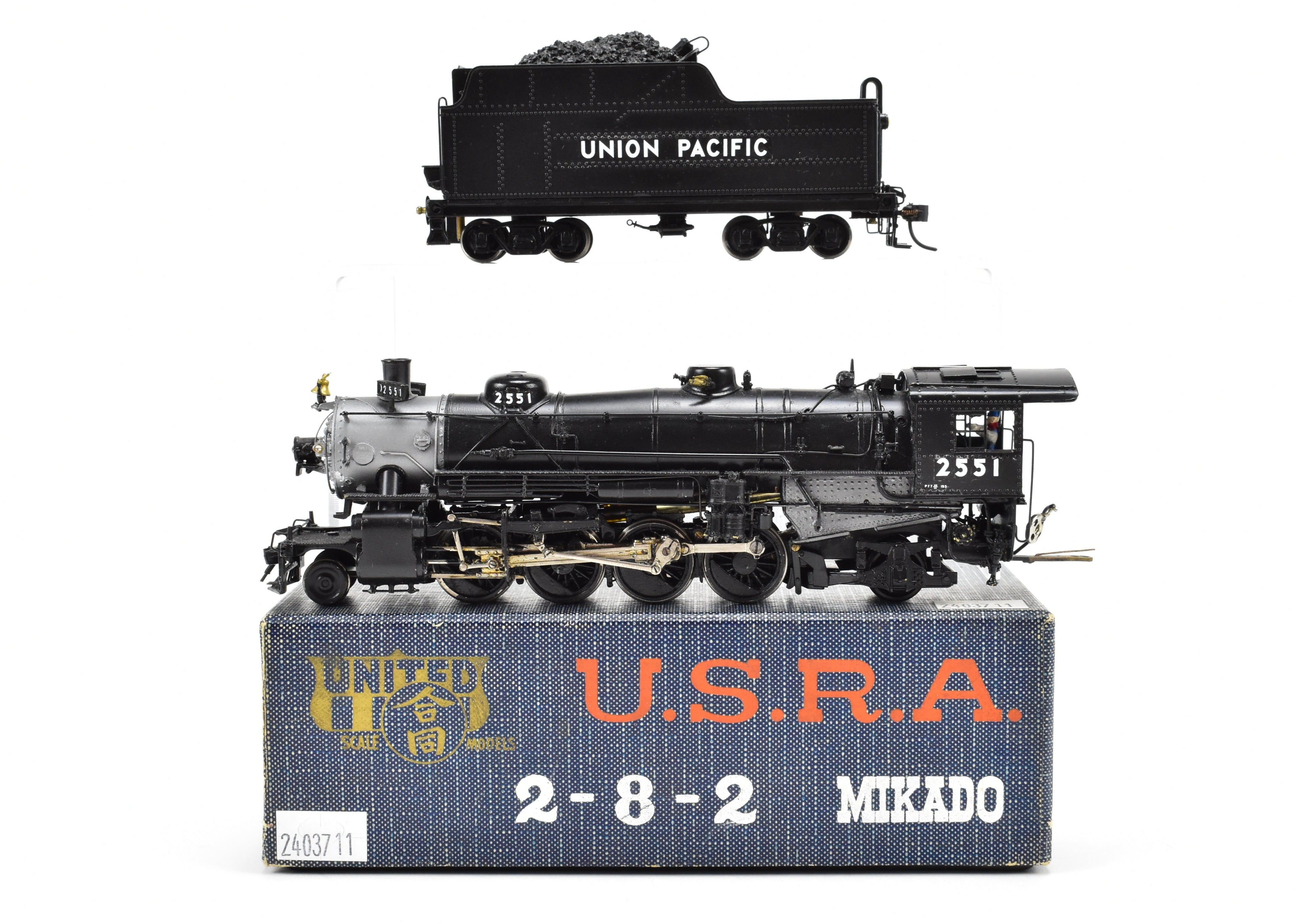 HO Scale Brass PFM - United Union Pacific USRA 2-8-2 #2551 with Can Motor Upgrade