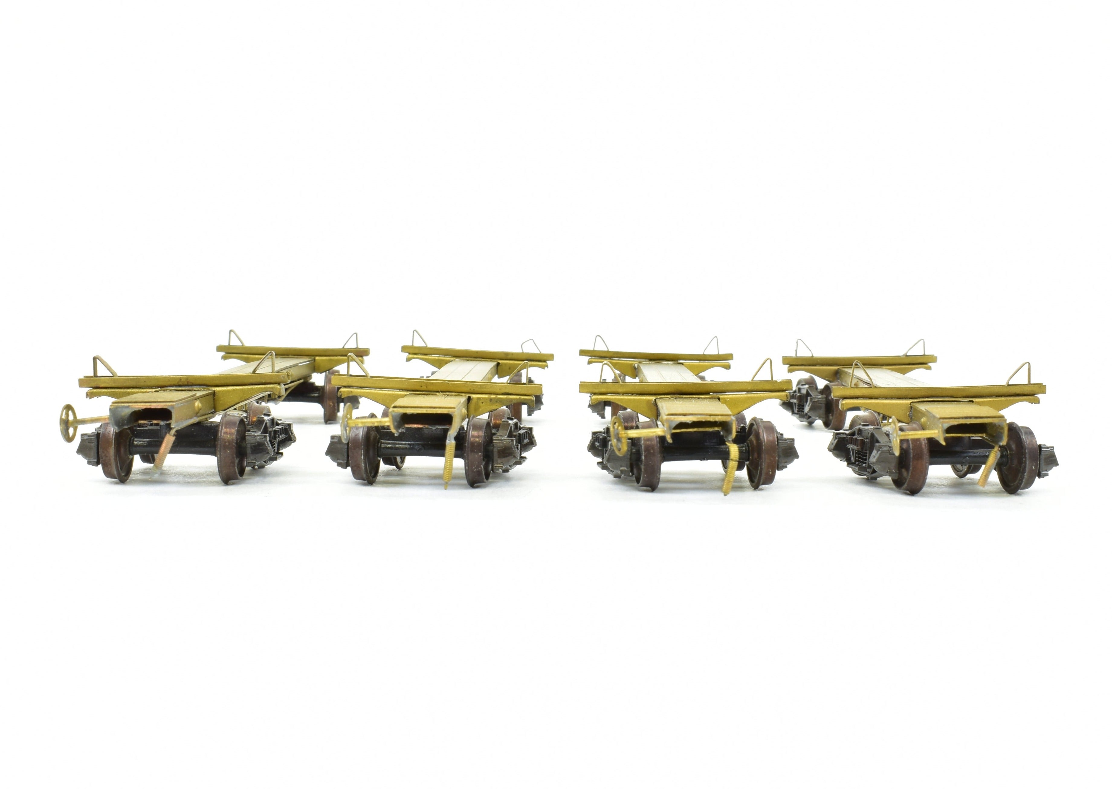 HO Brass 43' Skeleton Log Cars 4-Pack by Far East Distributors with Kadee Trucks #1