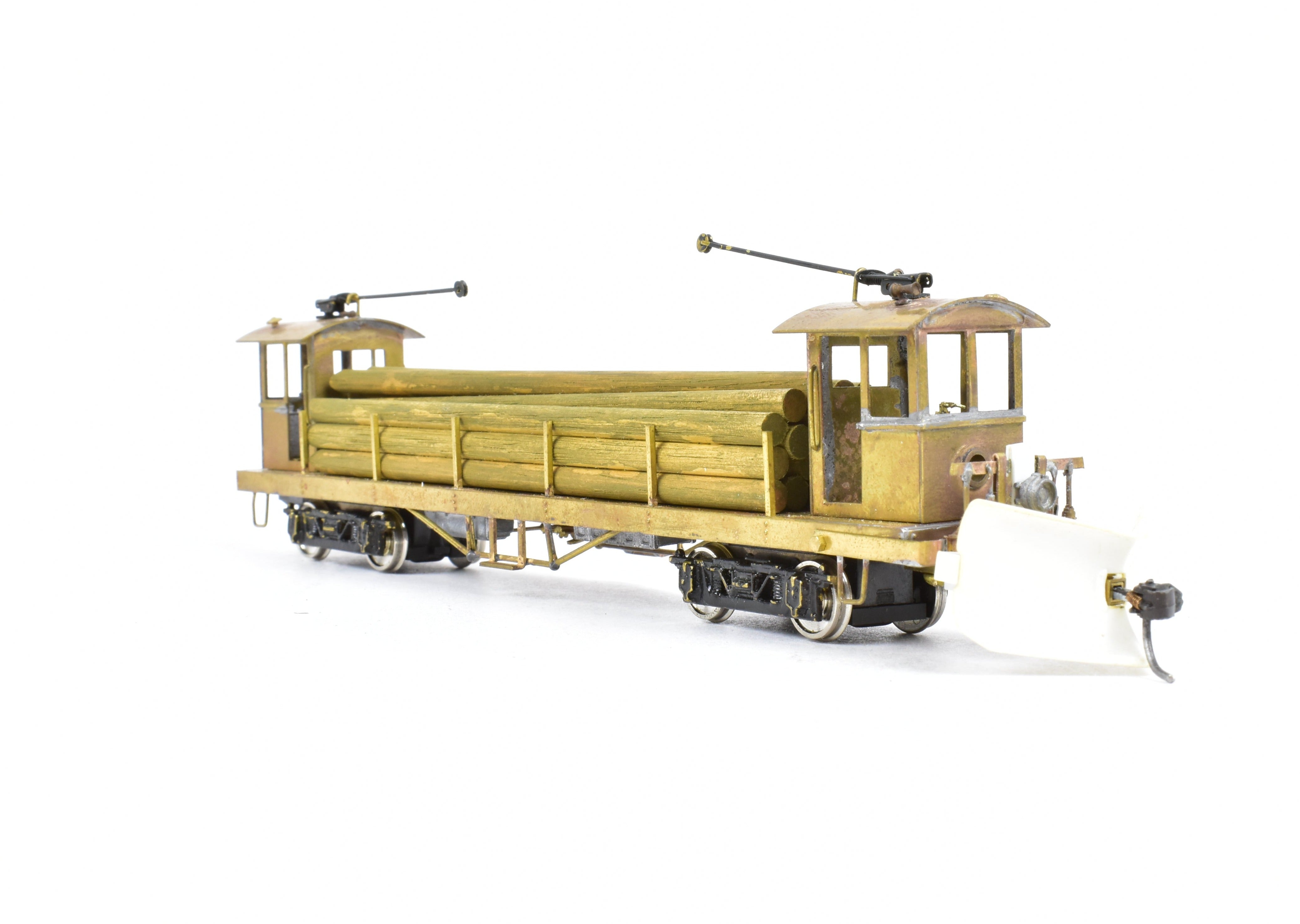 Custom - Built HO Scale Brass Traction Line Pole Car with Load from an Unknown Japanese Importer