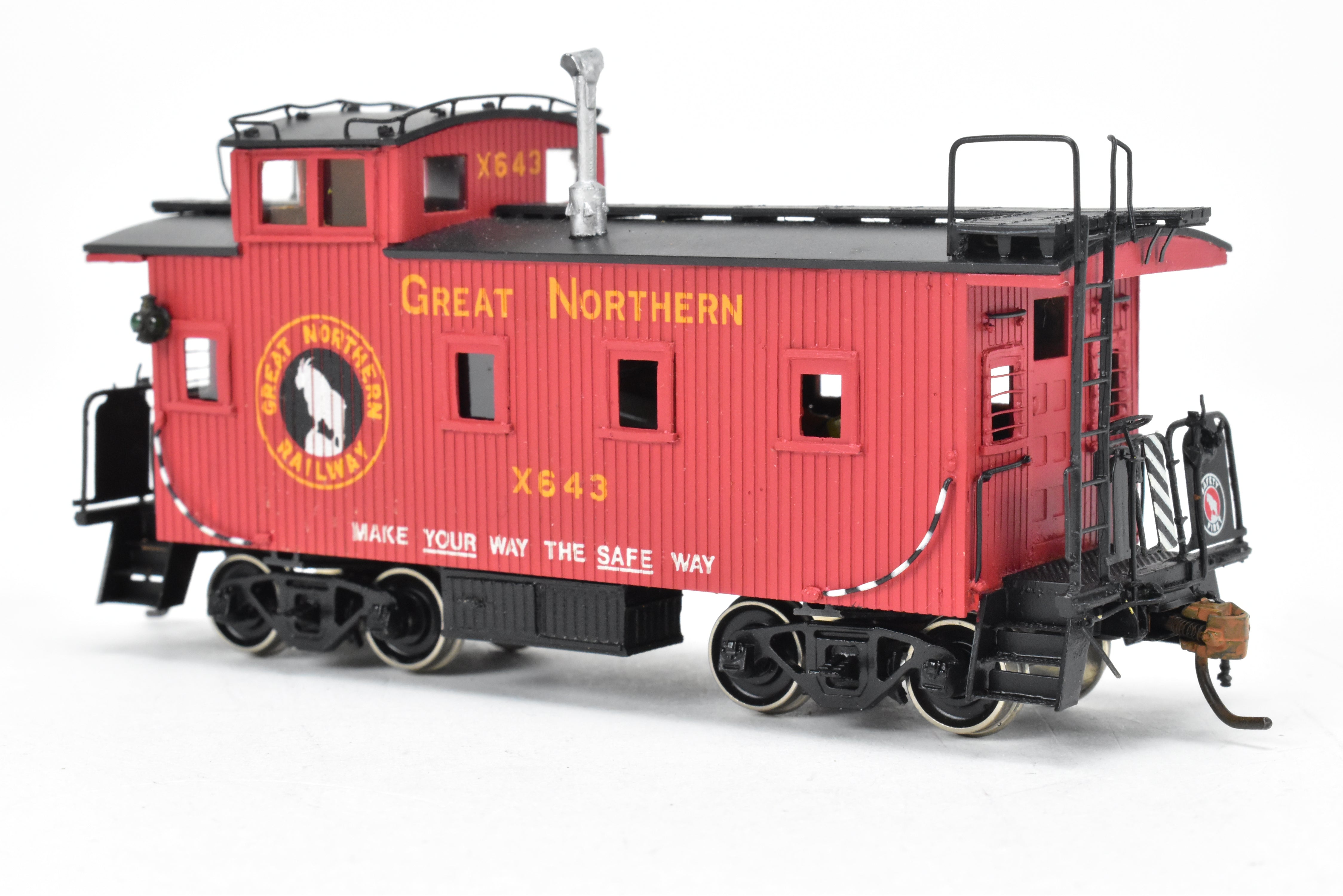 HO Scale Brass American Model Company GN 25-Foot Wood Caboose C/P #X643