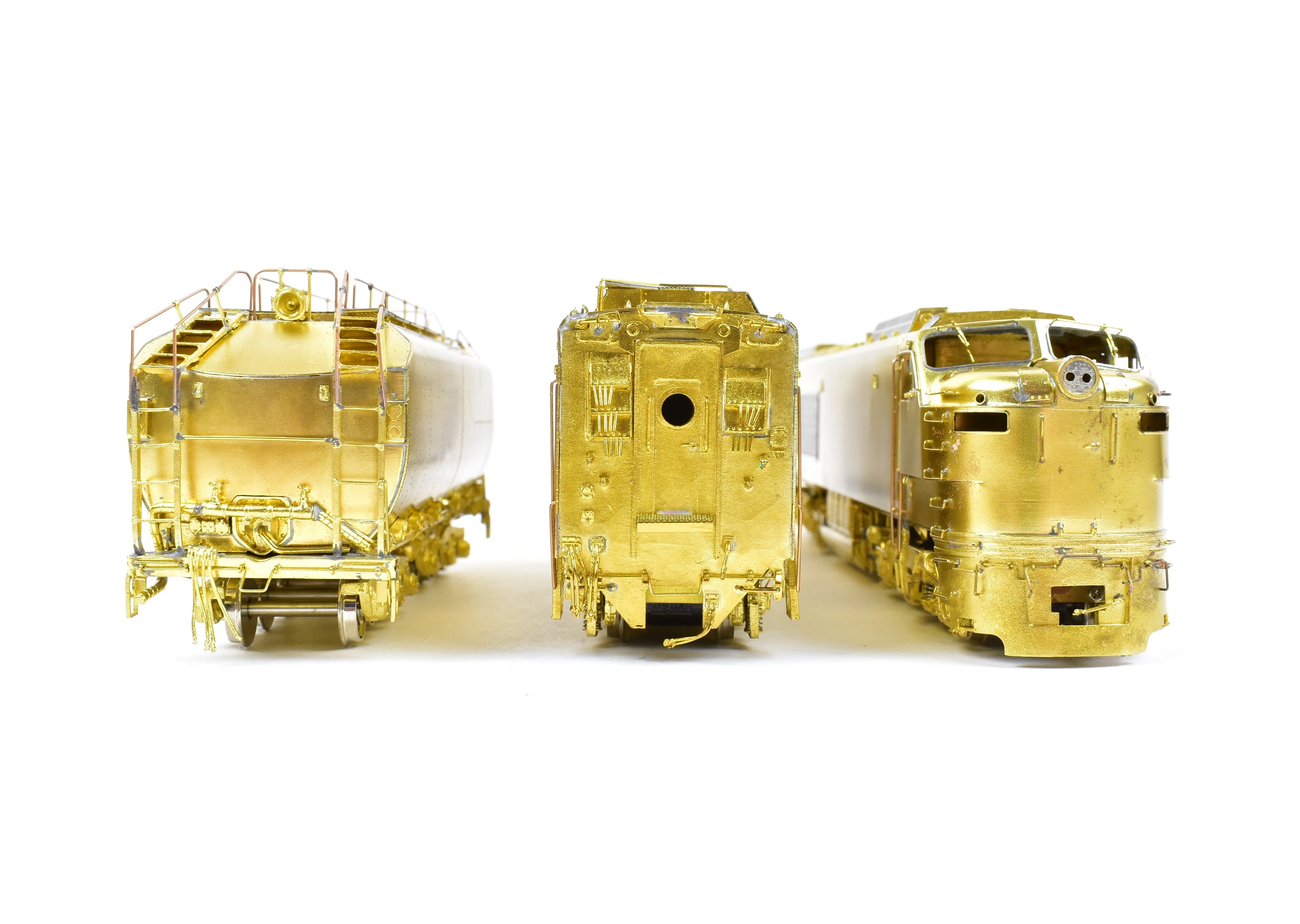HO Scale Brass Model Train Set - Overland Models, Inc. Union Pacific GE 8500 HP Gas Turbine Big Blow 3-Unit Unpainted Set with Raised Farr Inlet Silencer and Riveted Tender