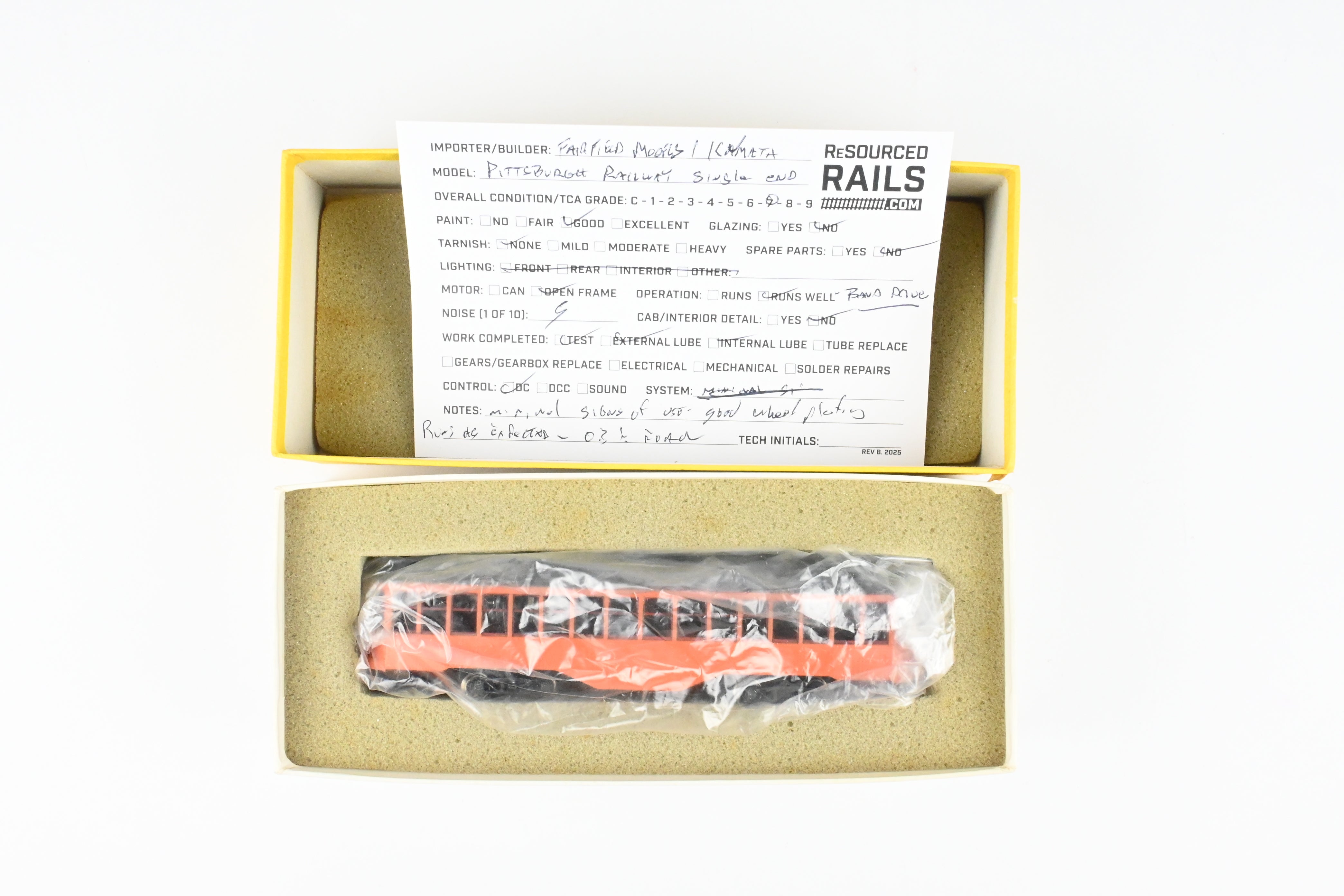 HO Scale Brass Fairfield Models Pittsburgh Railway Co. Single Ended Jones Trolley Car CP Unlettered, Collectible Model Train