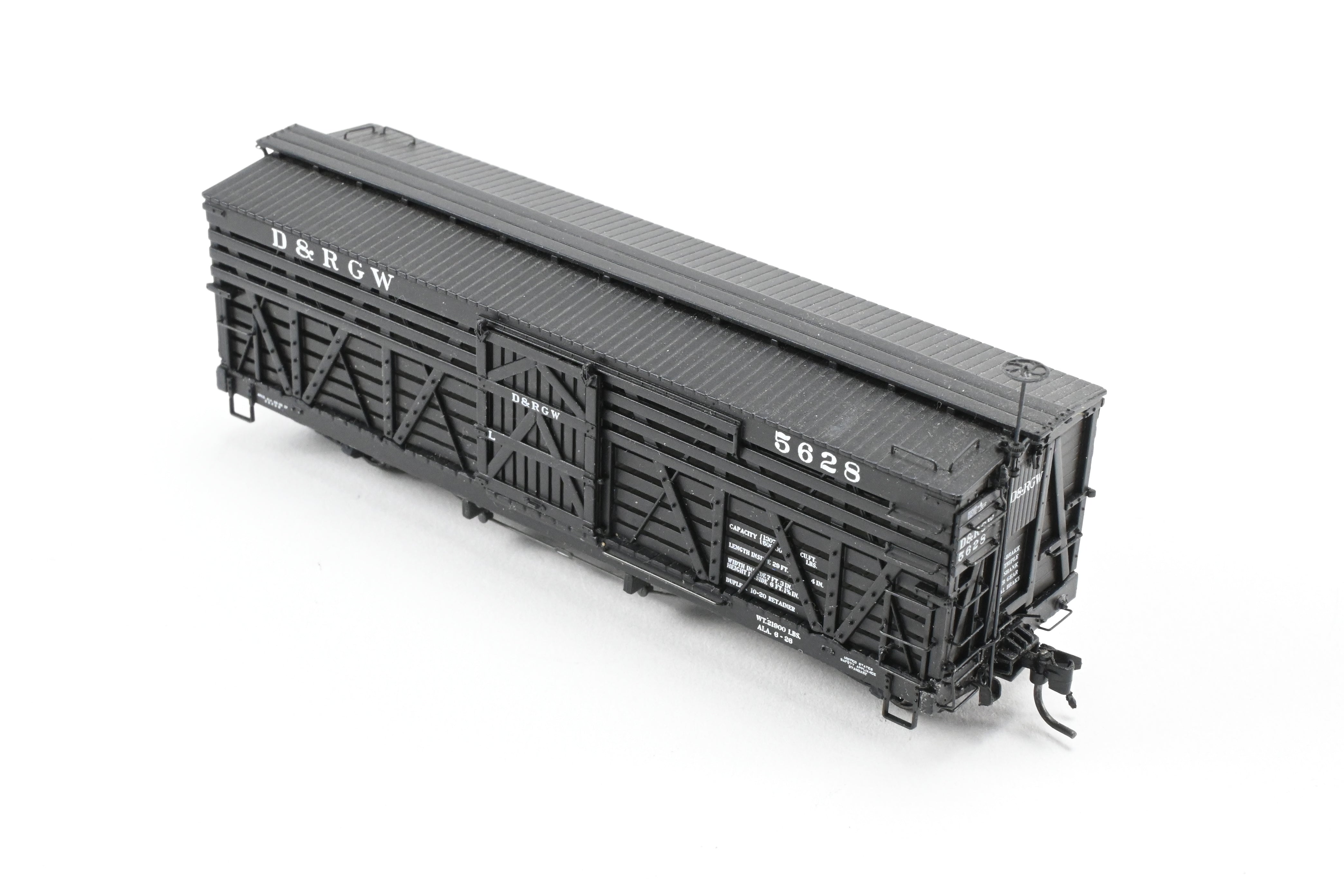 HOn3 Blackstone D&RGW - Denver & Rio Grande Western 30' Black Stock Car No. 5628
