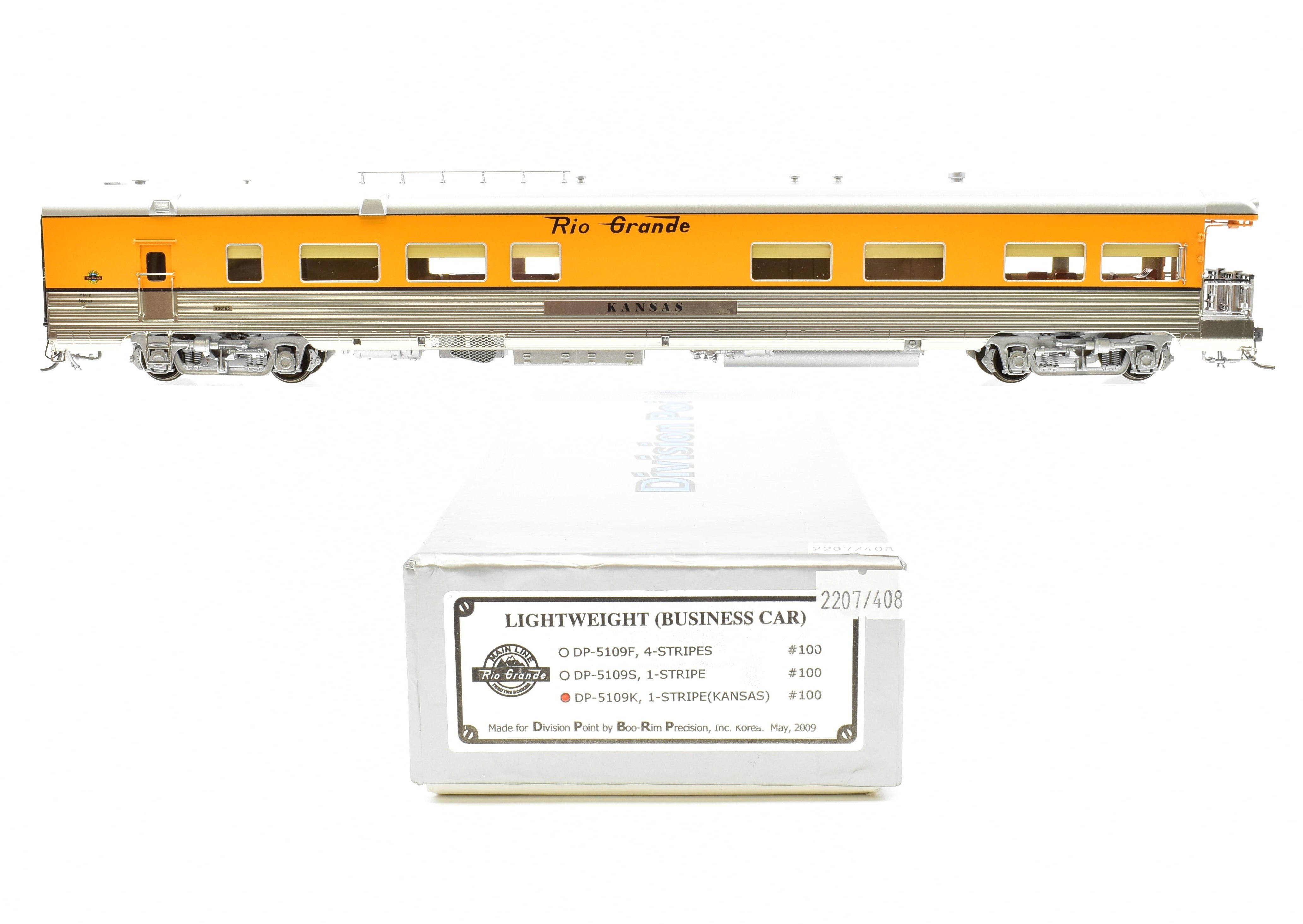 HO Scale Brass Division Point (D&RGW - Denver & Rio Grande Western) Lightweight Business Car with Kansas Factory Paint, Ideal for Model Train Enthusiasts