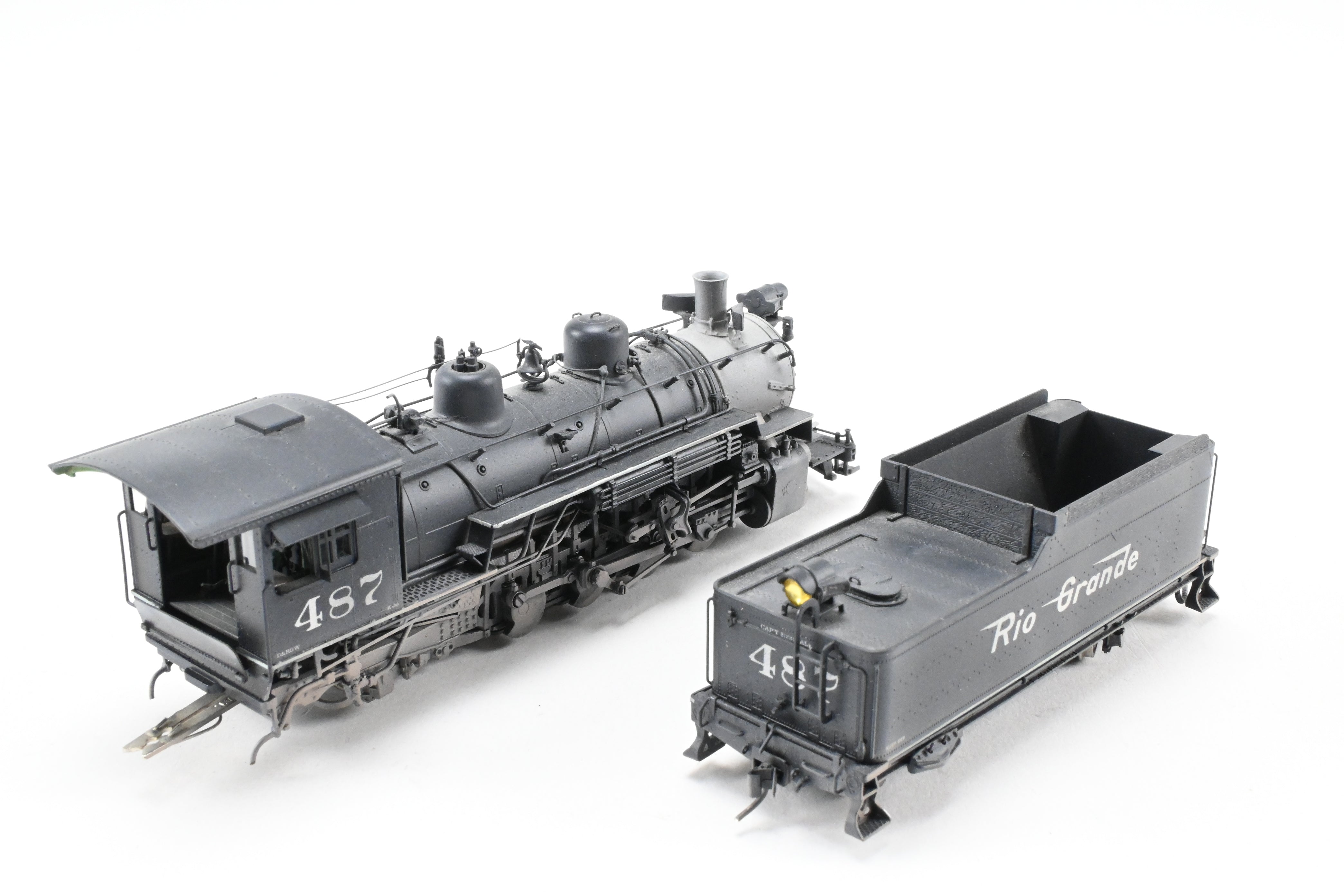 HOn3 Scale Brass Precision Model Train - Denver & Rio Grande Western K-36 CP No. 487 Flying Grande with Weathered Finish by Precision Scale Co.