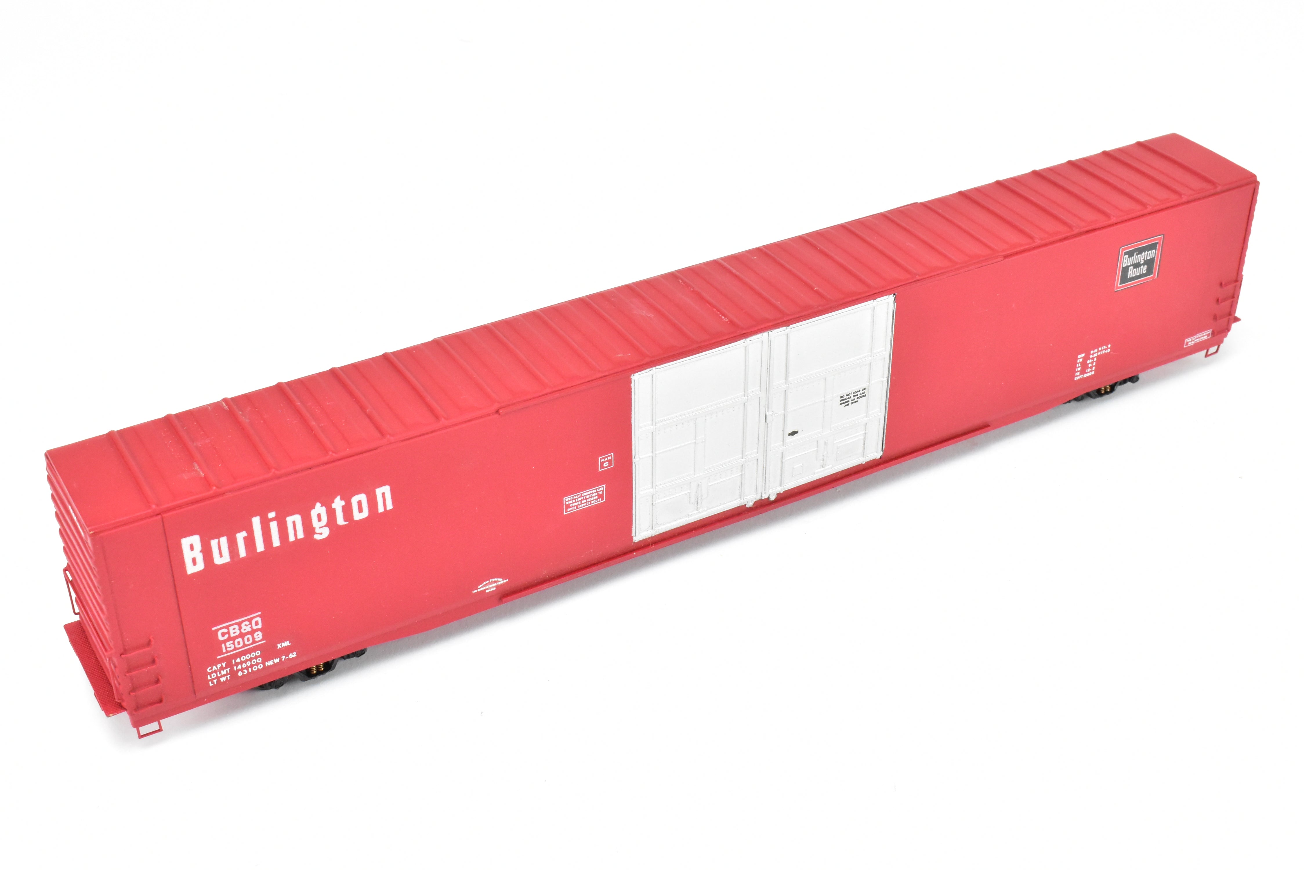 HO Scale Brass Model Trains - HO Brass Trains Inc. CB&Q Burlington Route 86-Foot High-Cube Boxcar Model CP CB&Q 15009