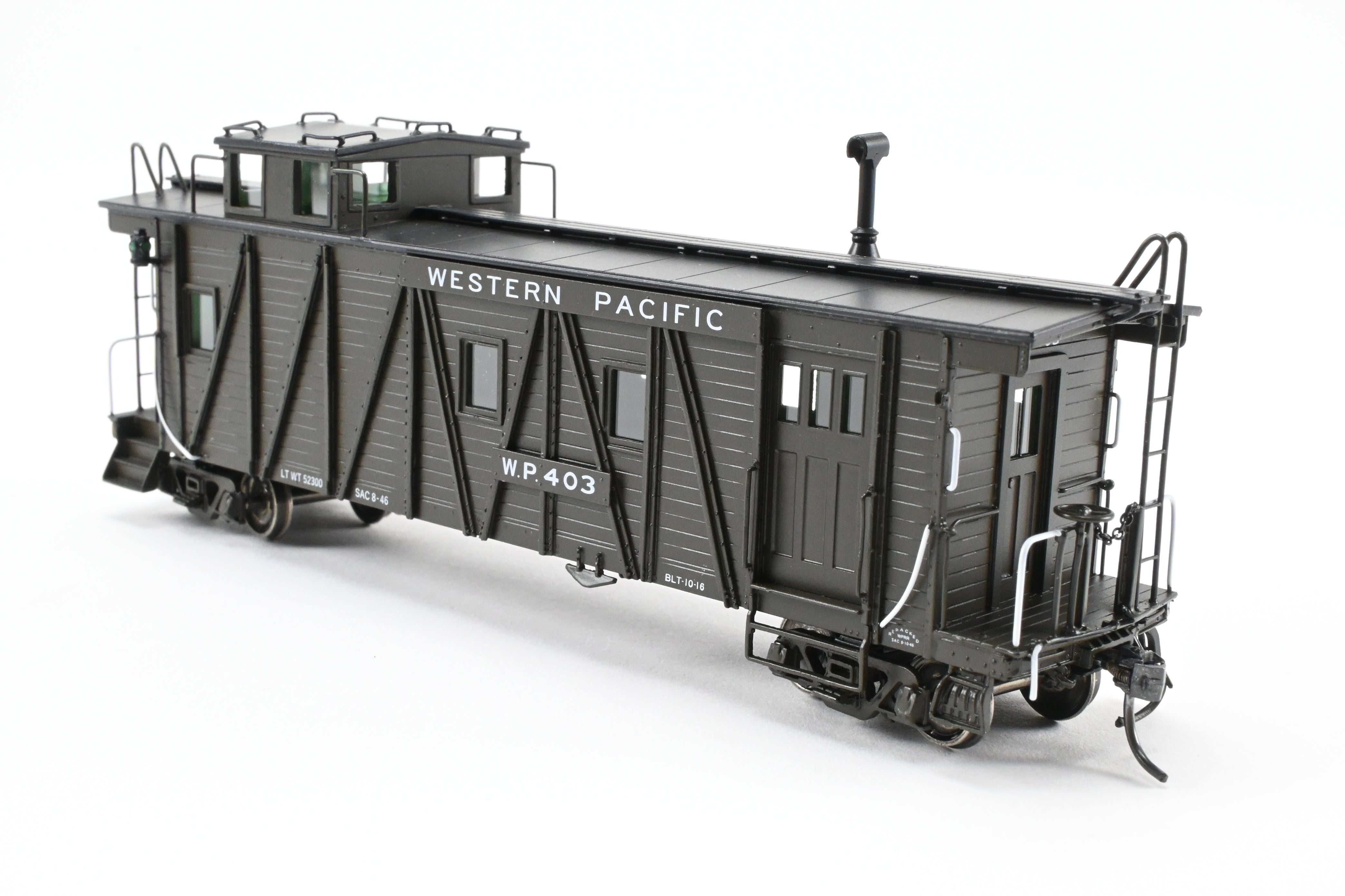 HO NEW Brass North Bank Line WP Western Pacific #403 Pullman Green Caboose with Side Door