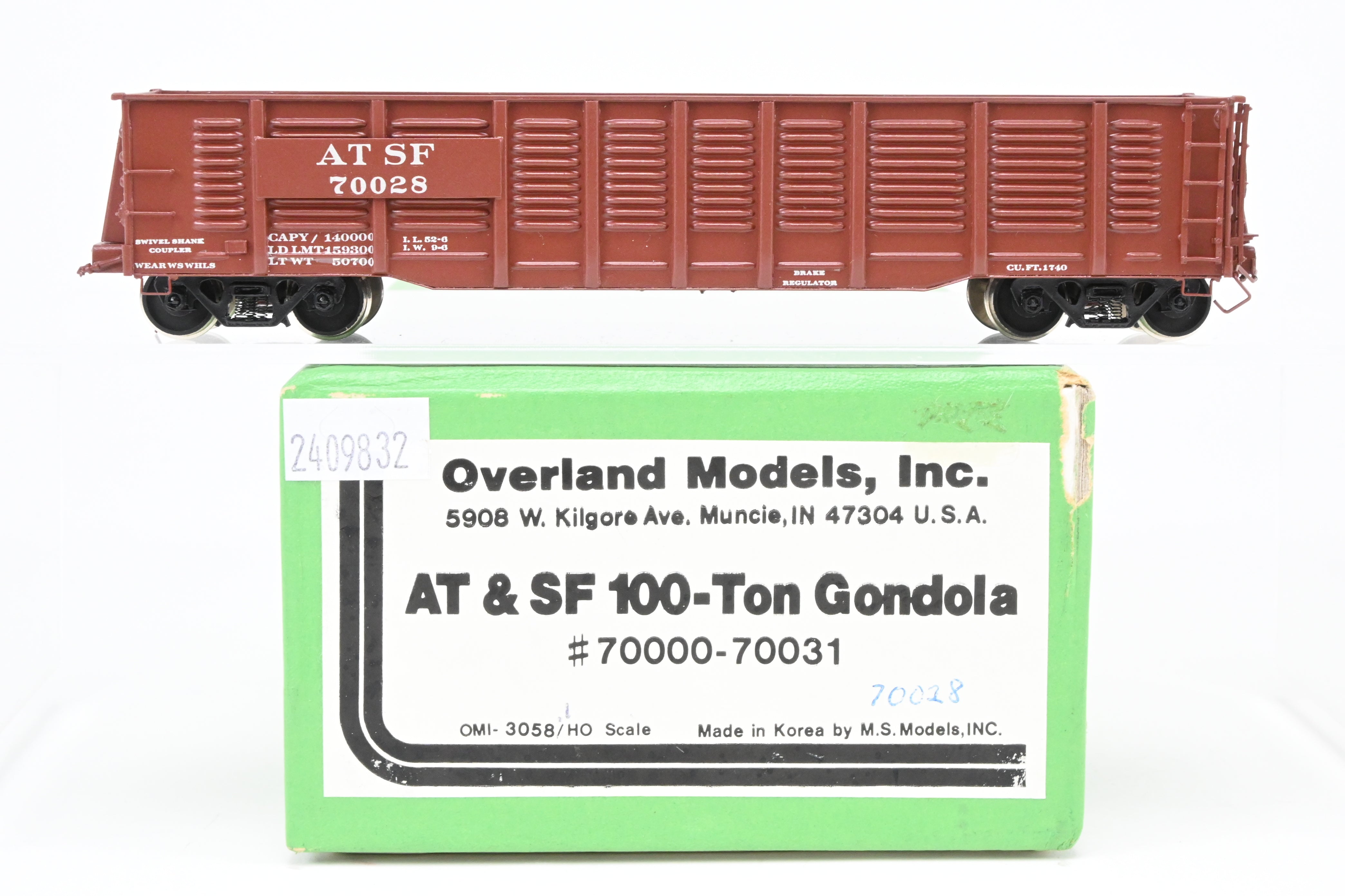 HO Brass OMI ATSF - Santa Fe 100 Ton Pro - Painted Gondola Model #70028