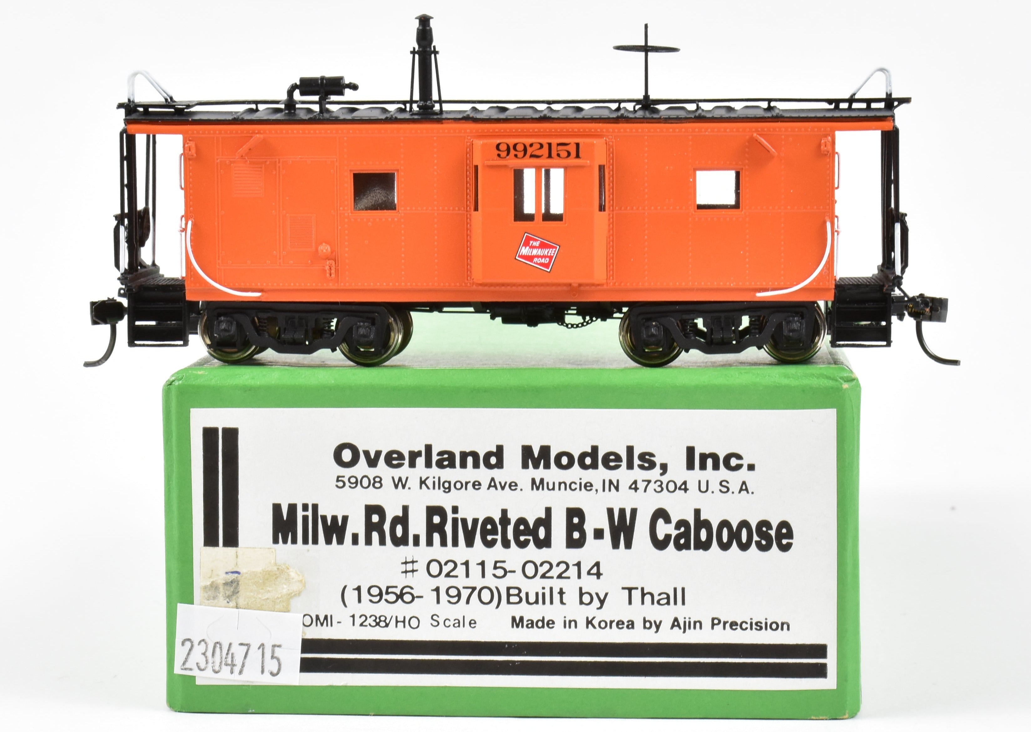 HO Brass OMI - Overland Models MILW Riveted Bay Window Caboose No. 992151