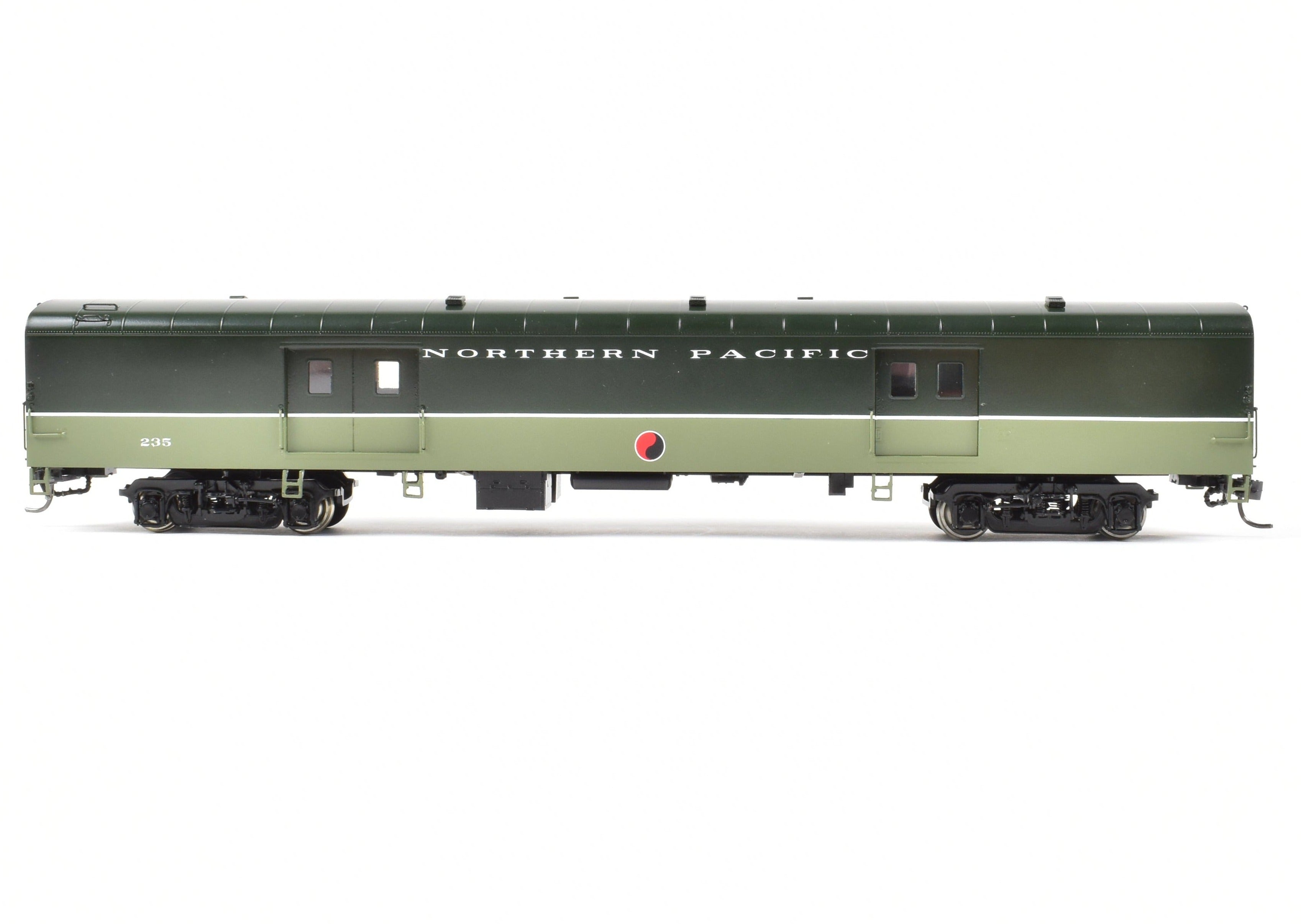 HO Scale Brass Model Railroad Baggage Car by A. W. Enterprises - Northern Pacific #203 - 239 Professionally Painted in North Coast Limited Lowey Scheme