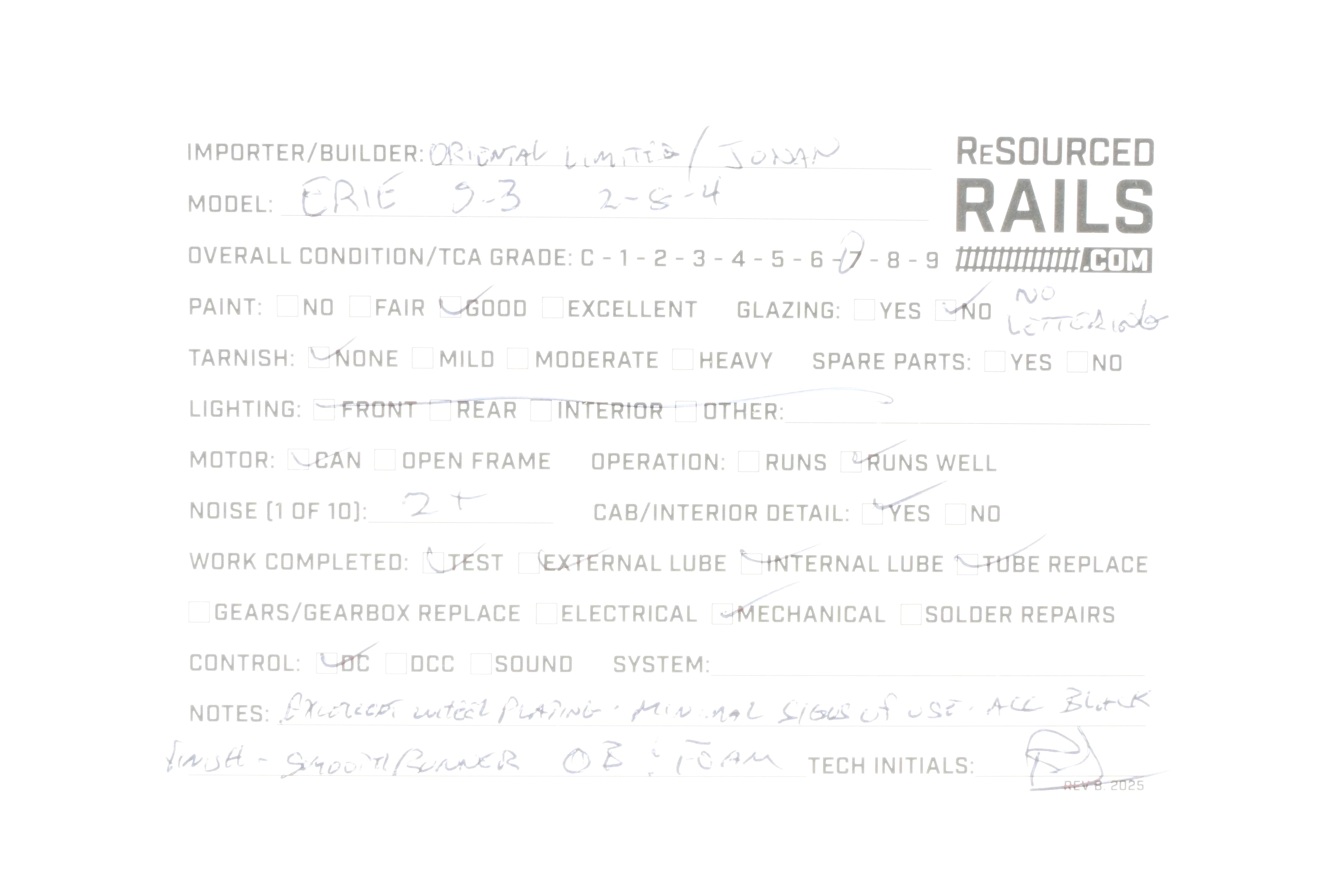 HO Scale Brass Oriental Limited Erie Railroad S-3 2-8-4 Steam Locomotive with Spoked Drivers and FP Configuration