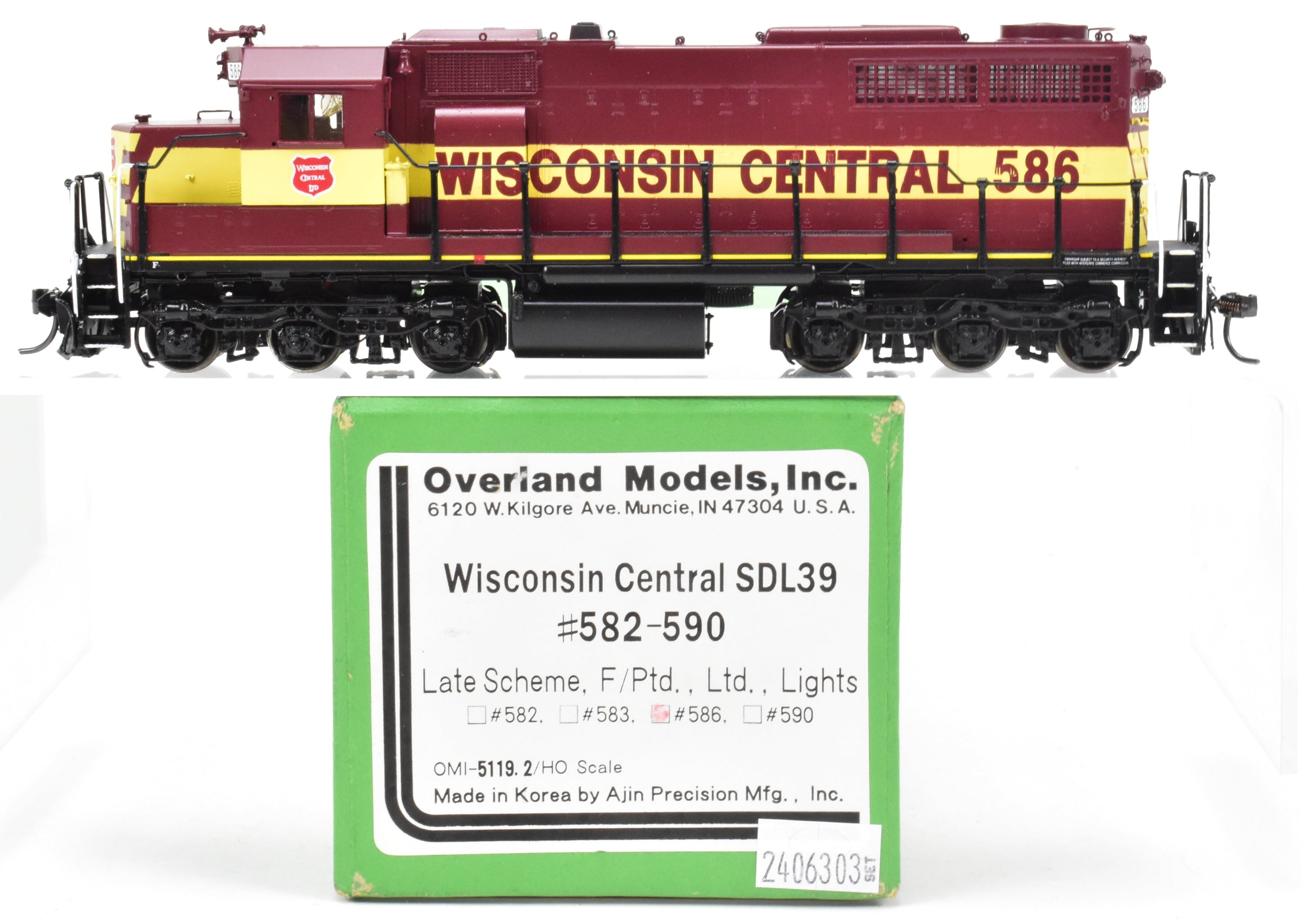 HO Scale Brass Diesel Locomotive - Overland Models, Inc. WC - Wisconsin Central EMD SDL39 Factory Painted Model No. 586