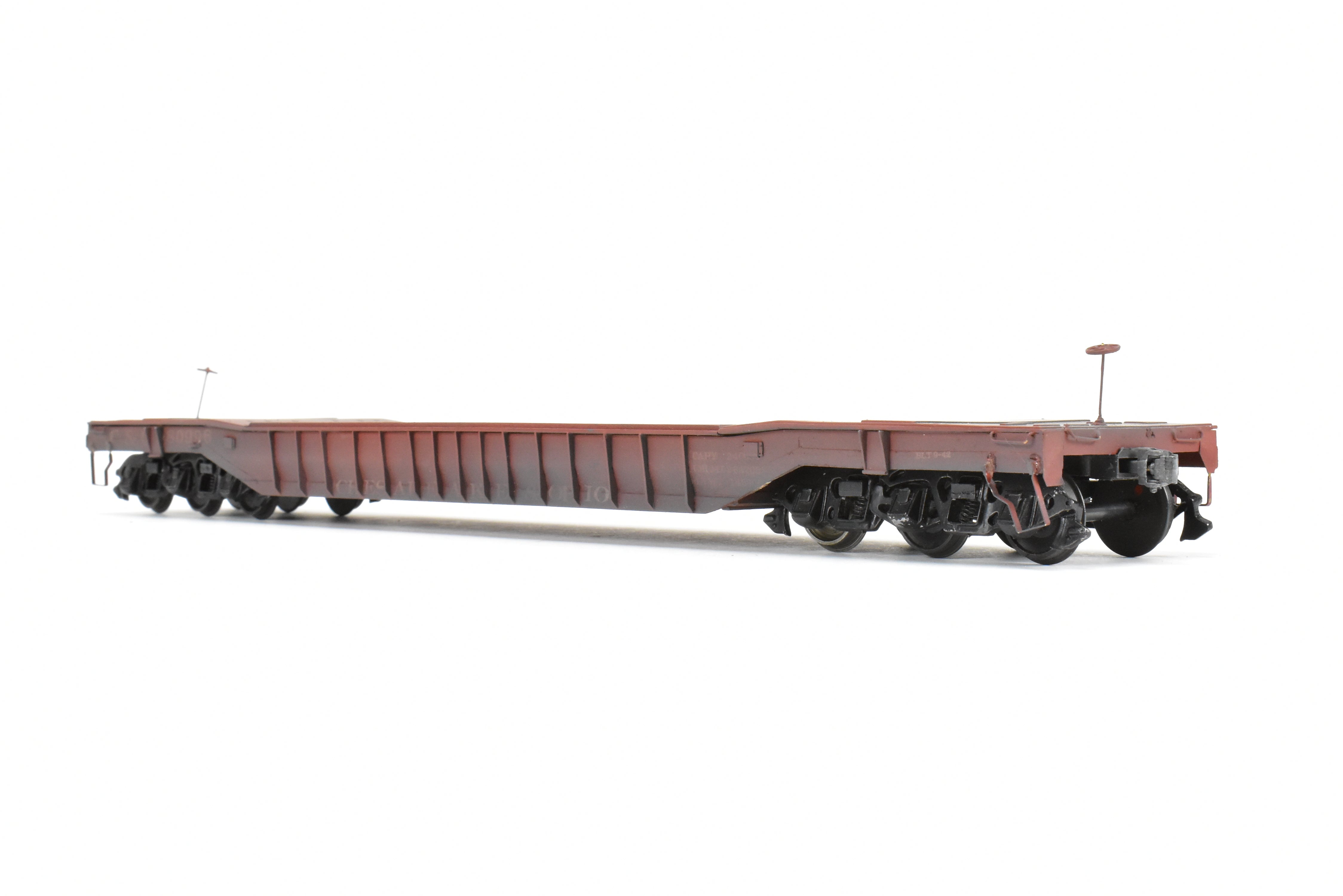 Custom-Built O Scale Metal C&O - Chesapeake & Ohio 61' Well Hole Flat Car by Quality Craft