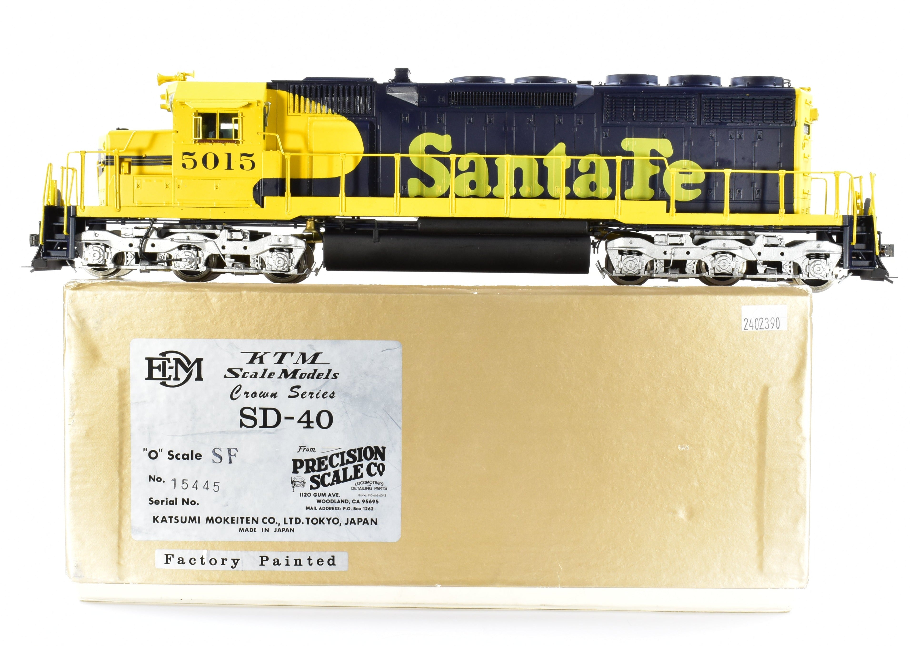 O Gauge Brass Precision Scale Co. ATSF - Santa Fe SD40 - 2 Model Locomotive #5015 with Factory Painting - A Rare Collectible