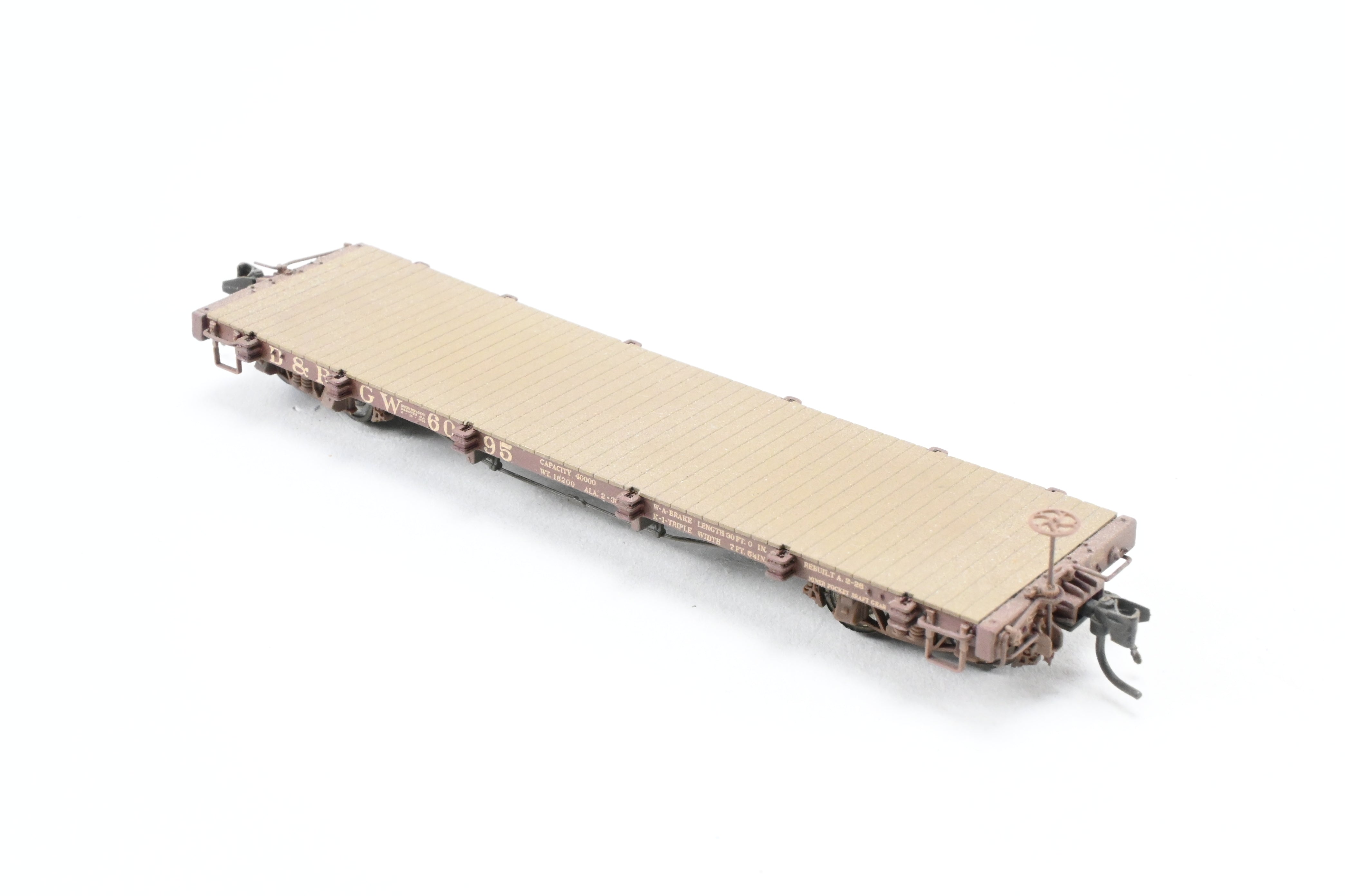 HOn3 Scale Model Train - Blackstone Models D&RGW Denver & Rio Grande Western 30’ Weathered Flat Car No. 6095