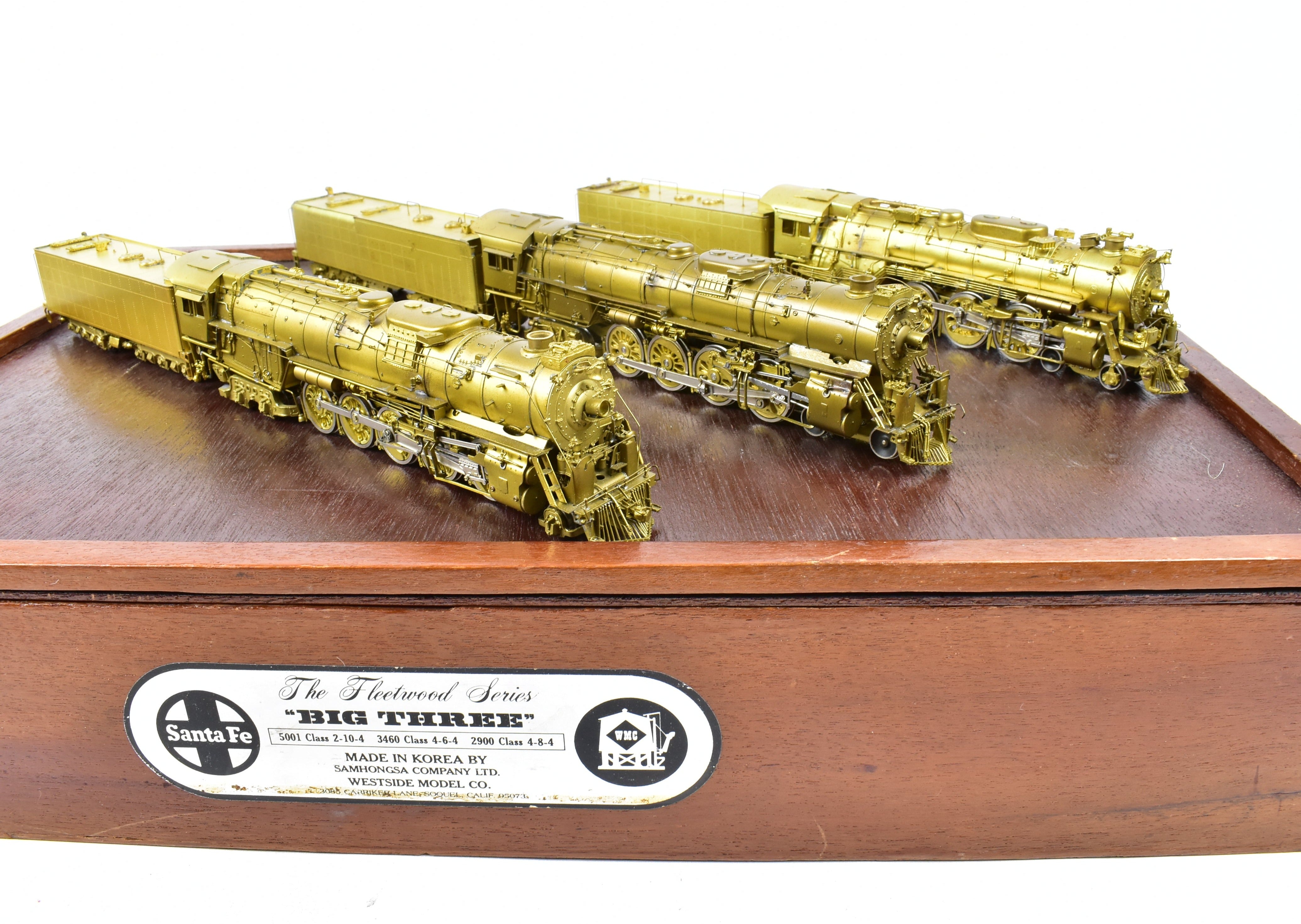HO Brass Westside Model Co. ATSF Santa Fe Fleetwood Classic Steam Locomotive Set