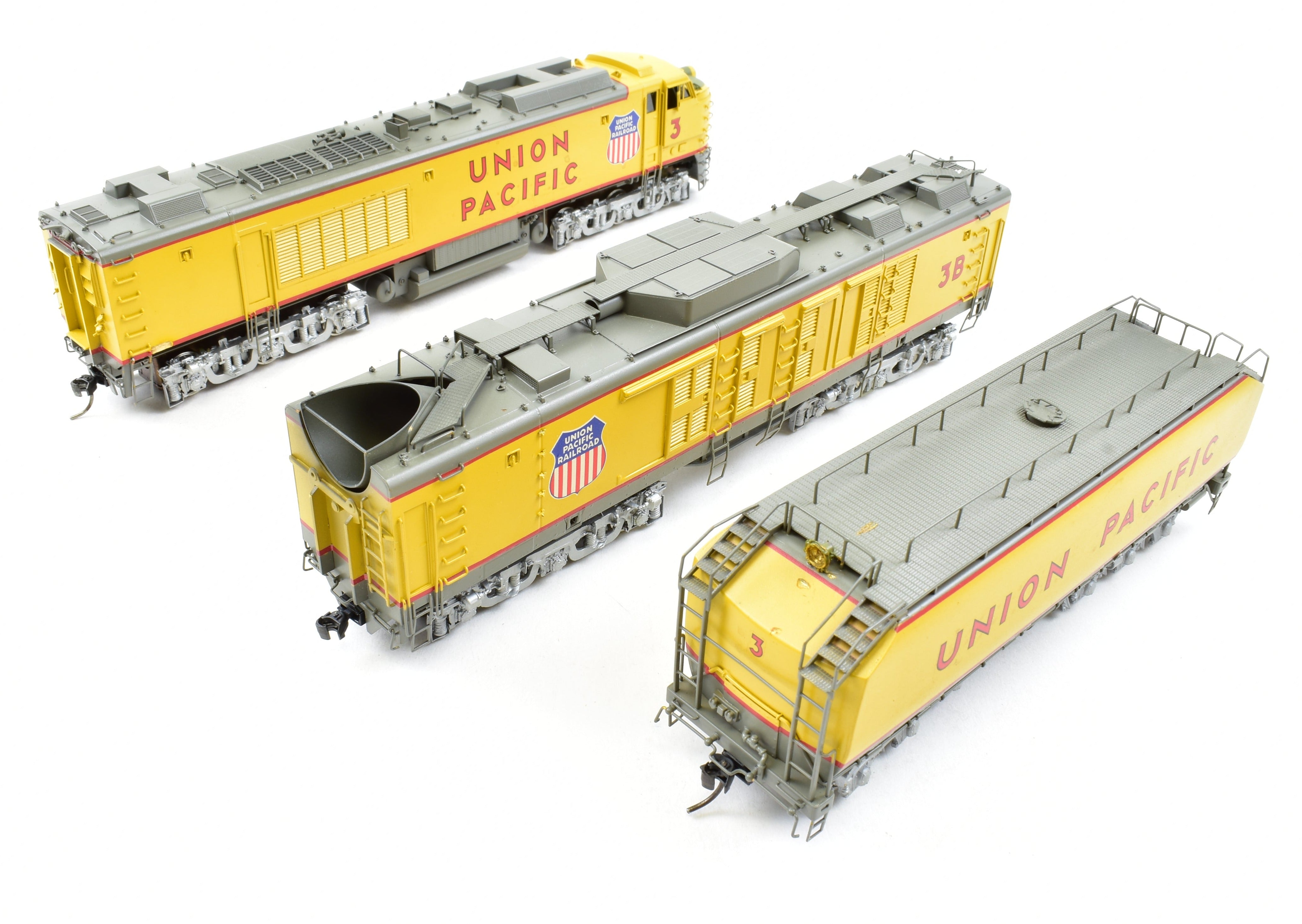 HO Scale Brass ALCO Union Pacific 3-Unit Gas Turbine Electric Model Train - Big Blow Variant with Custom Paint, DCC & Tsunami Sound